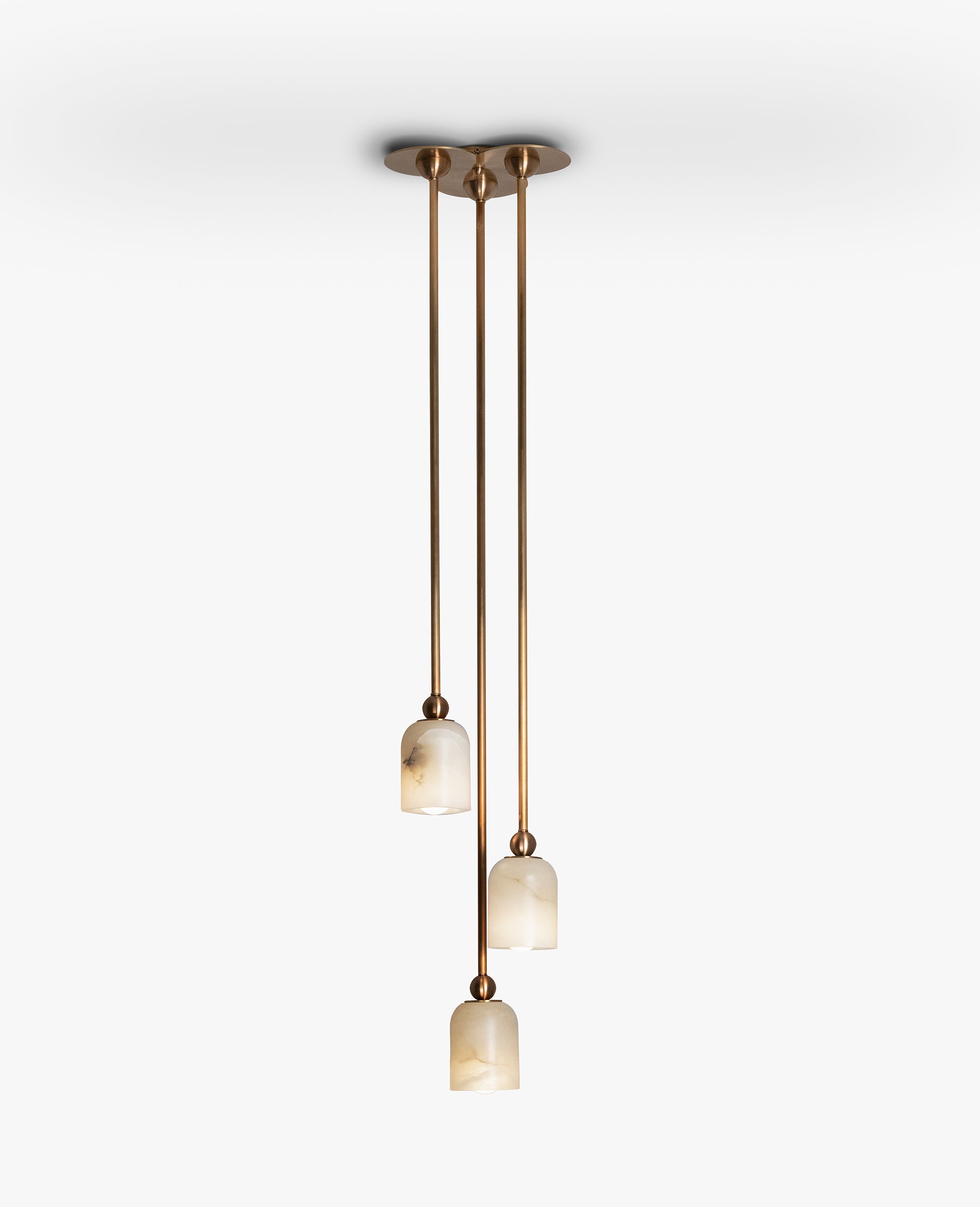 Brushed Brass with Alabaster Shades