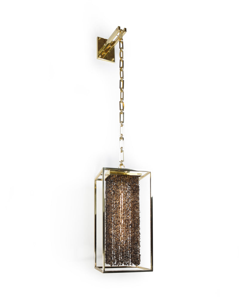 Polished Brass with Smokey Topaz Chips