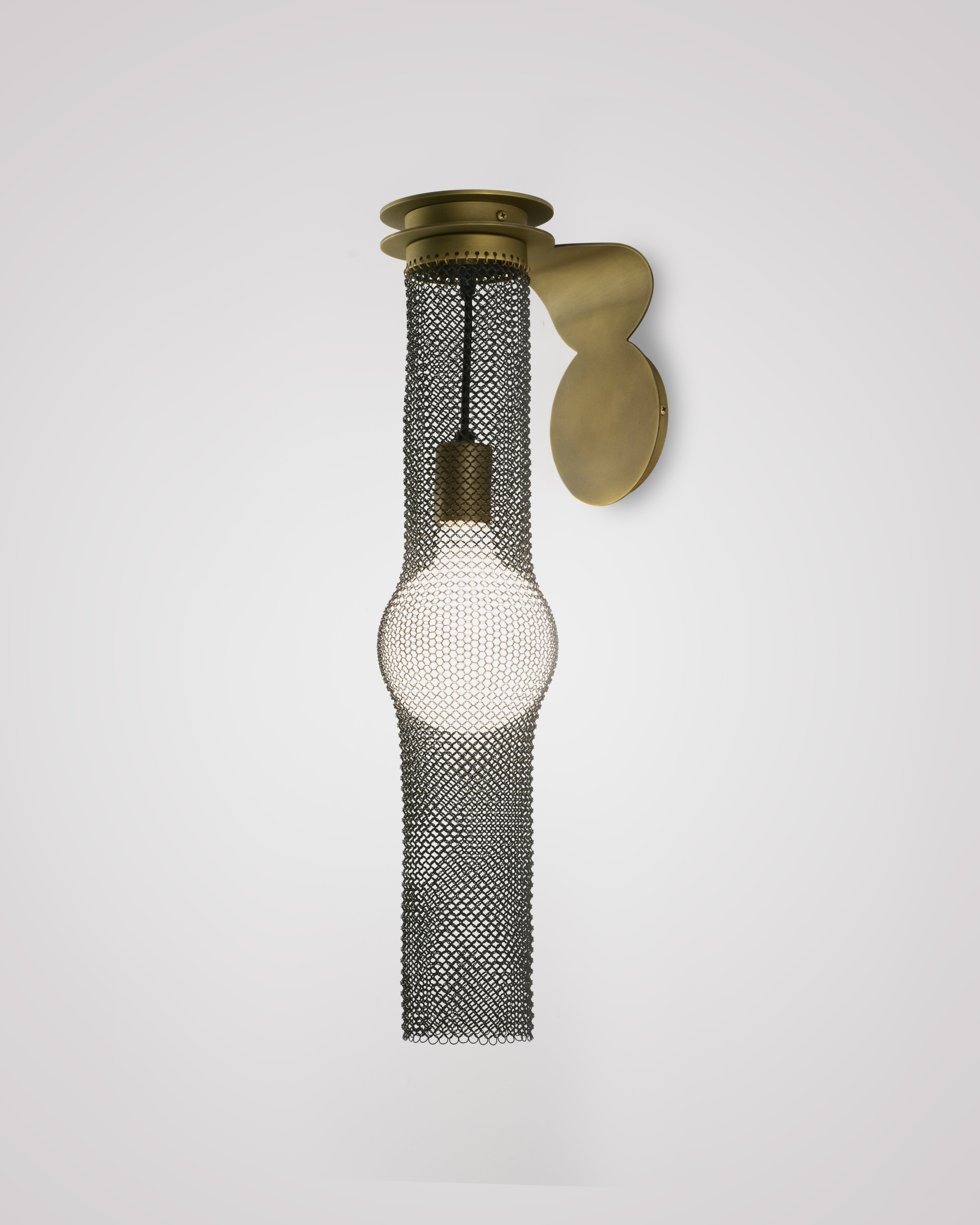 Hematite Chain mail with Light Antique Brass