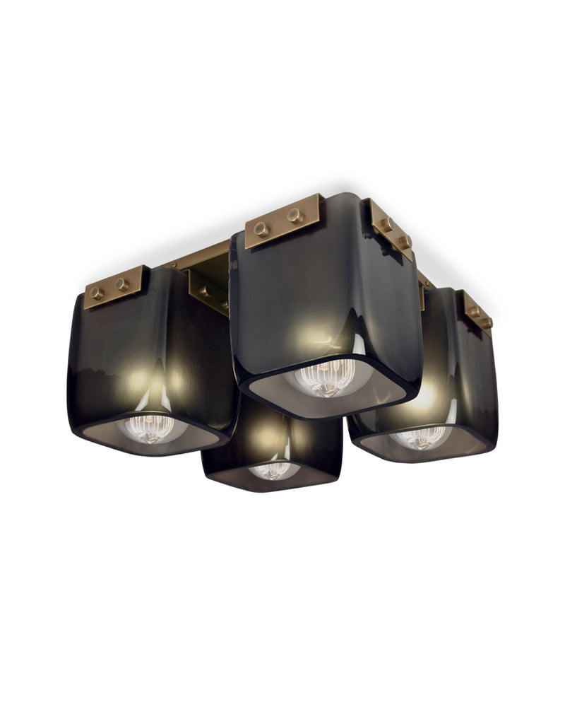 Light Antique Brass with Smoke Frosted