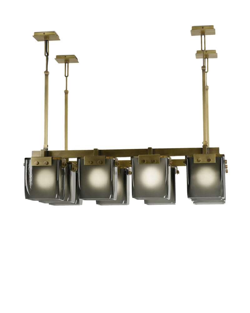 Light Antique Brass with Smoke Frosted