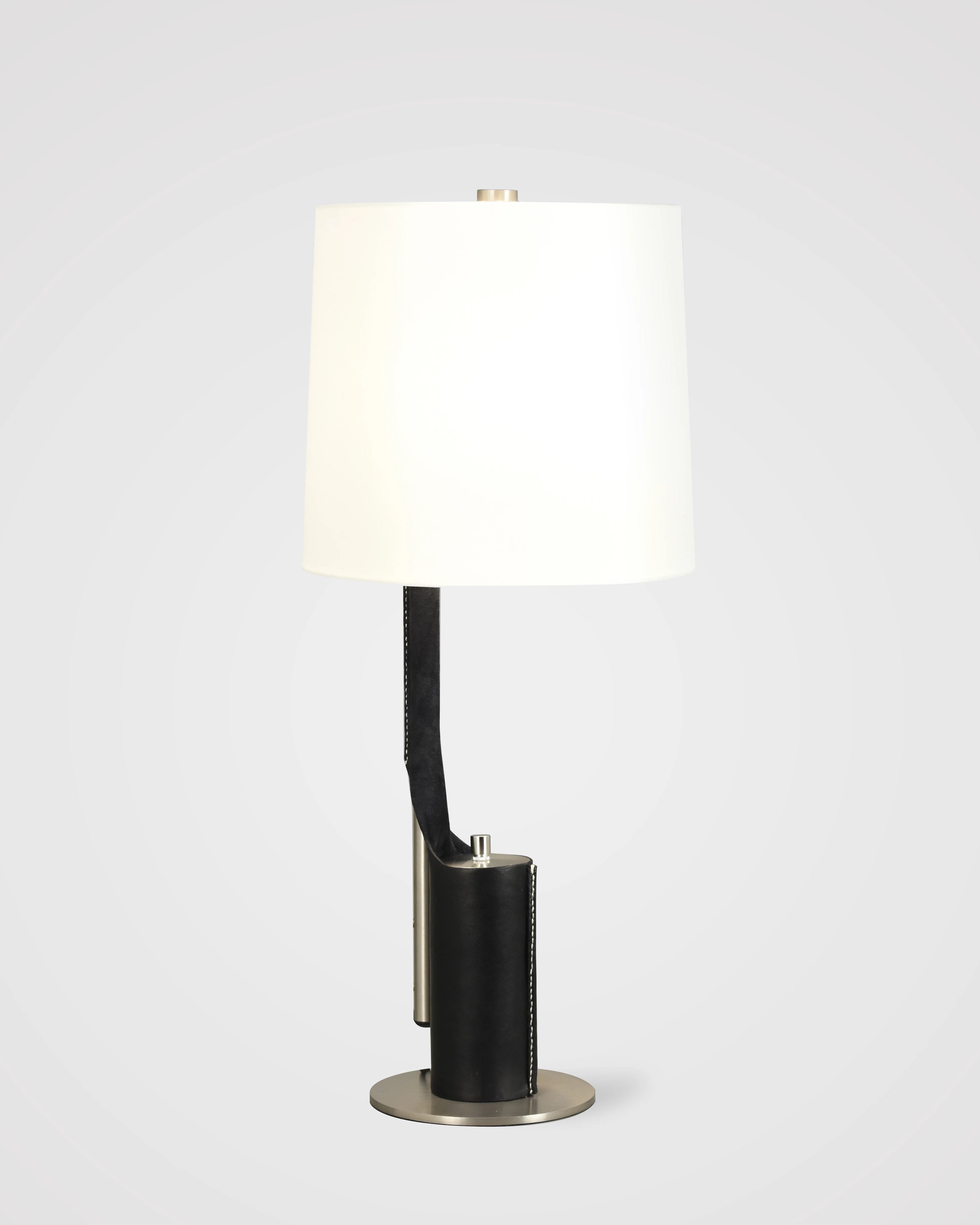 Black with Satin Nickel and Bright White Silk Pongee