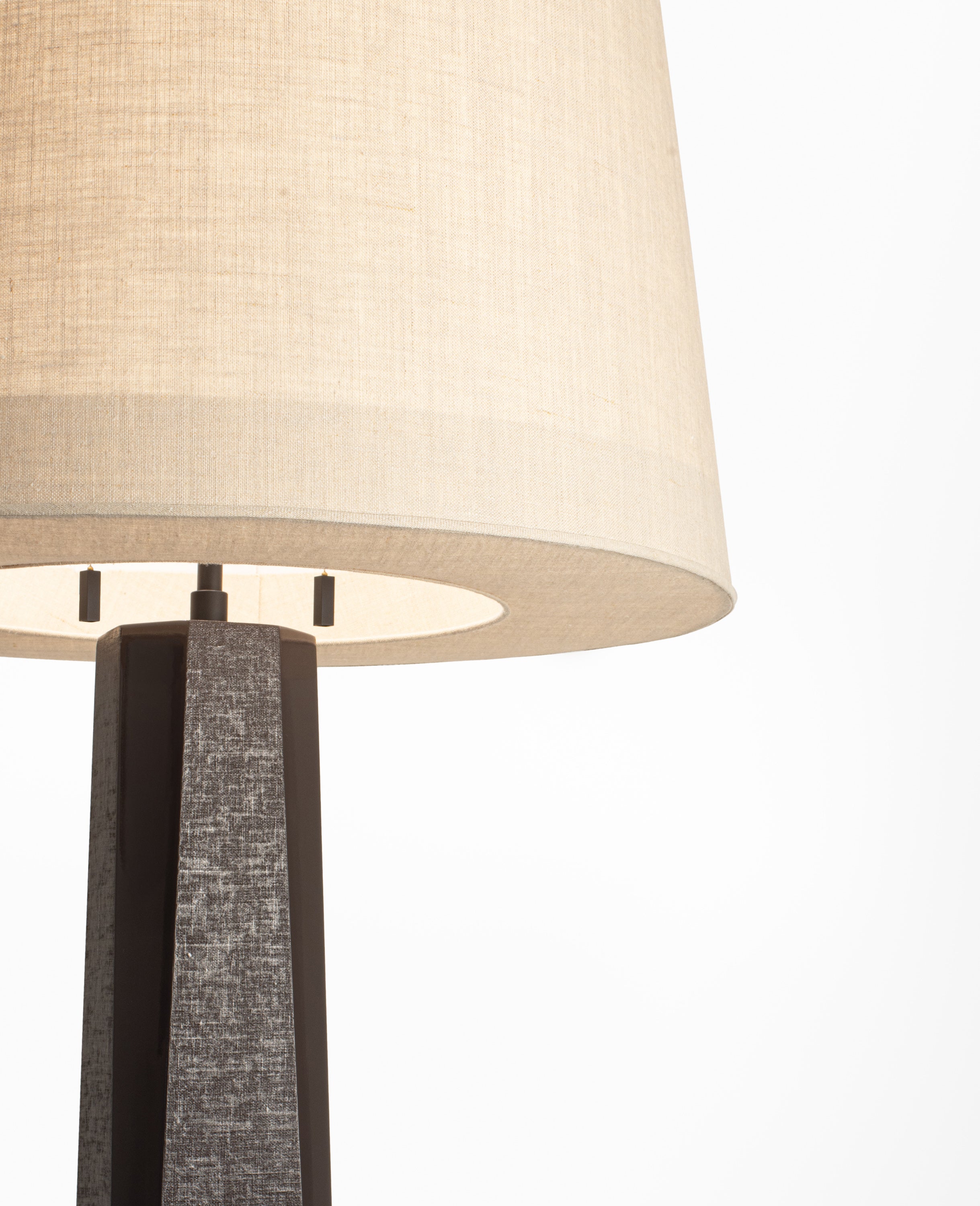 Gloss Espresso with Espresso Lacquered Linen, Oil Rubbed Bronze with Natural Linen Shade