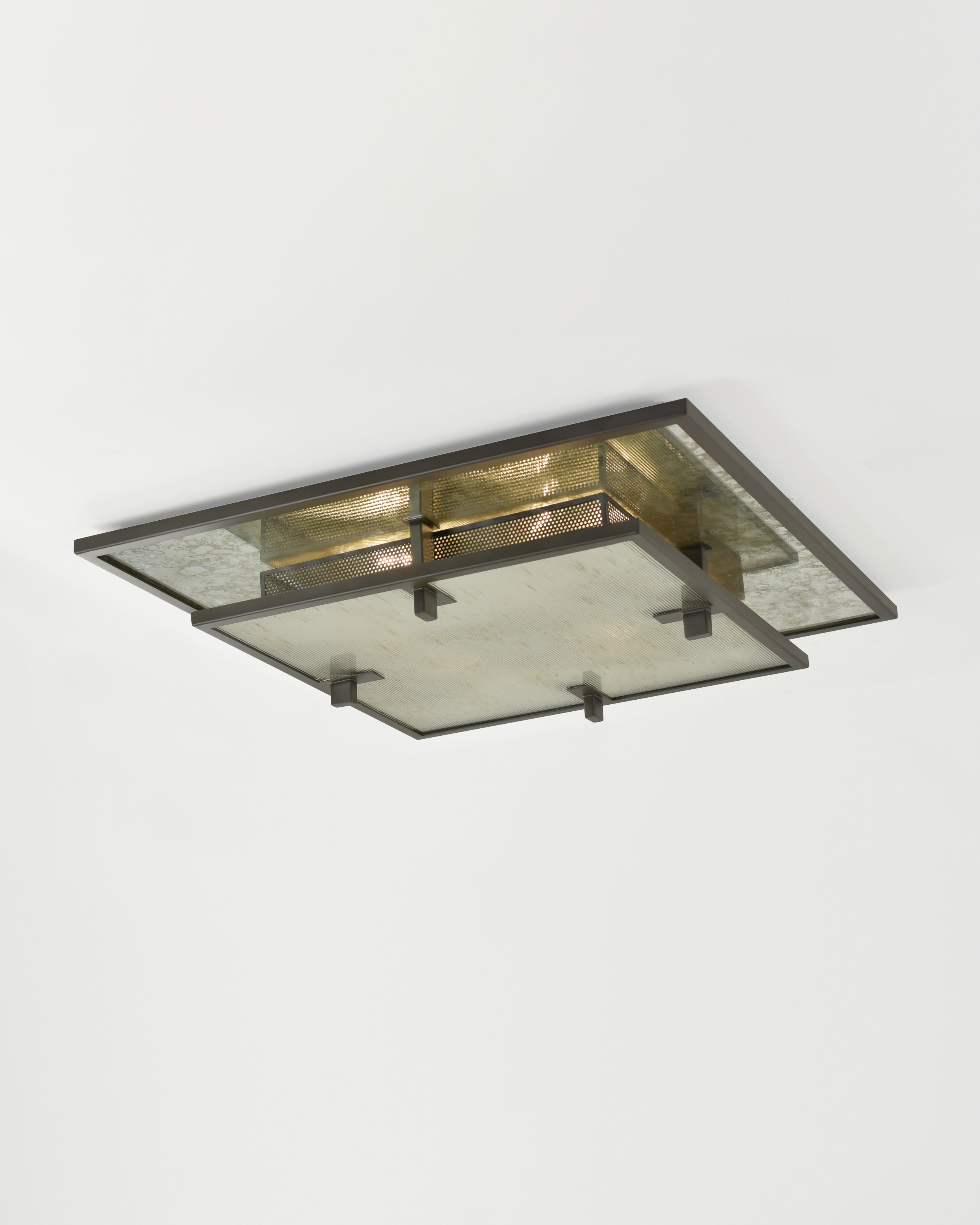 Dark Antique Brass with Antiqued Mirror and Antiqued Ribbed Mirror