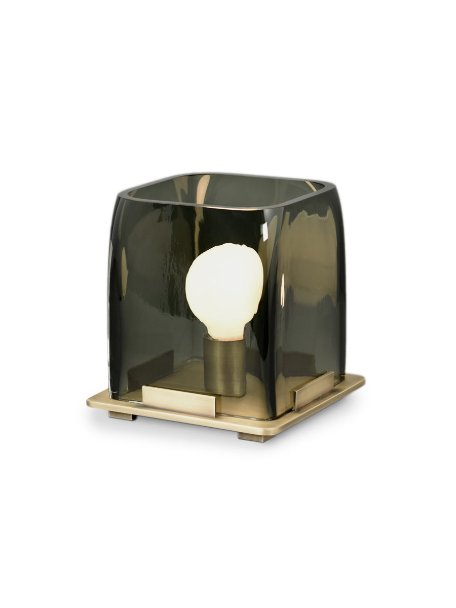 Light Antique Brass with Smoke Smooth Glass