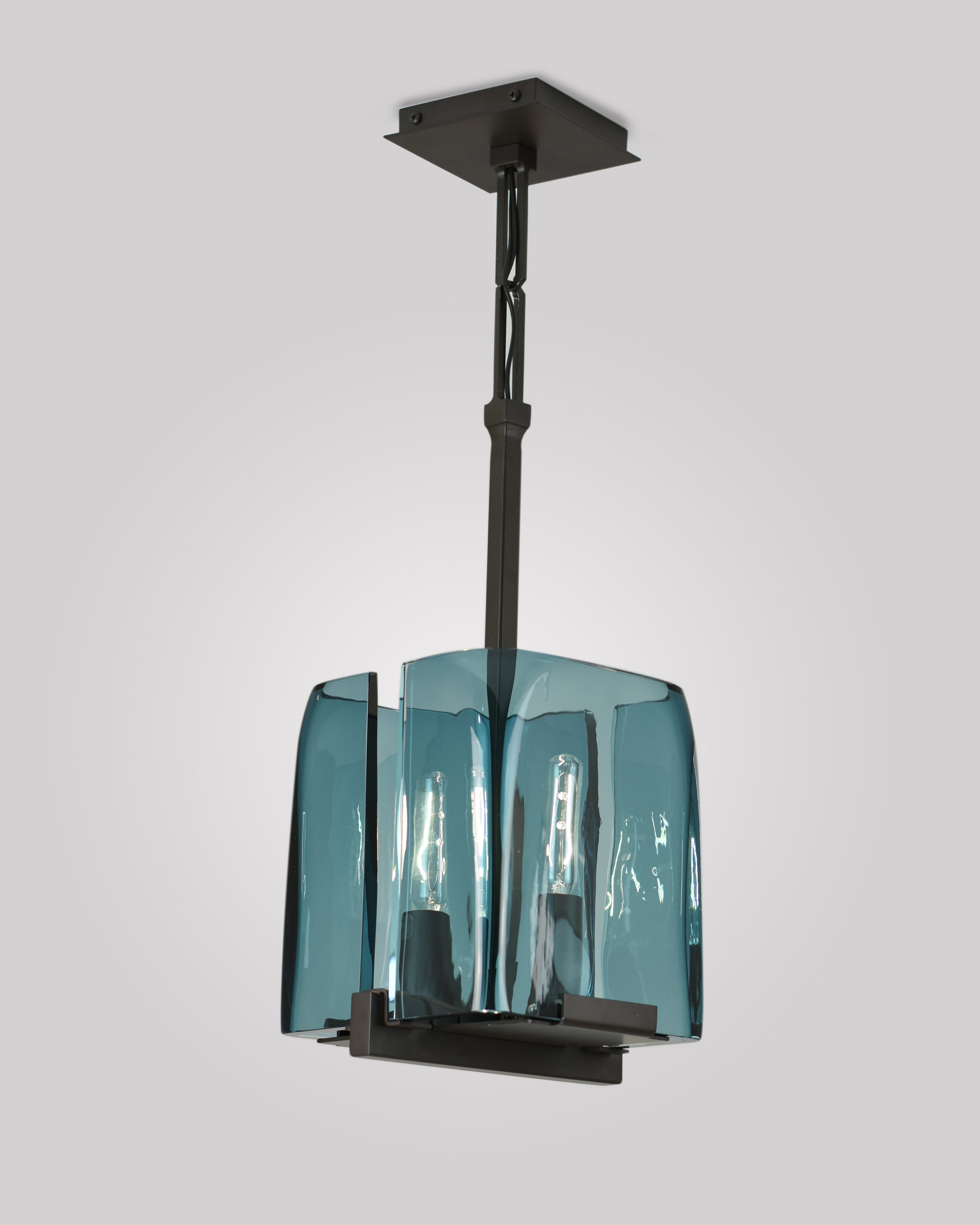 Oil Rubbed Bronze with Blue Smooth Glass