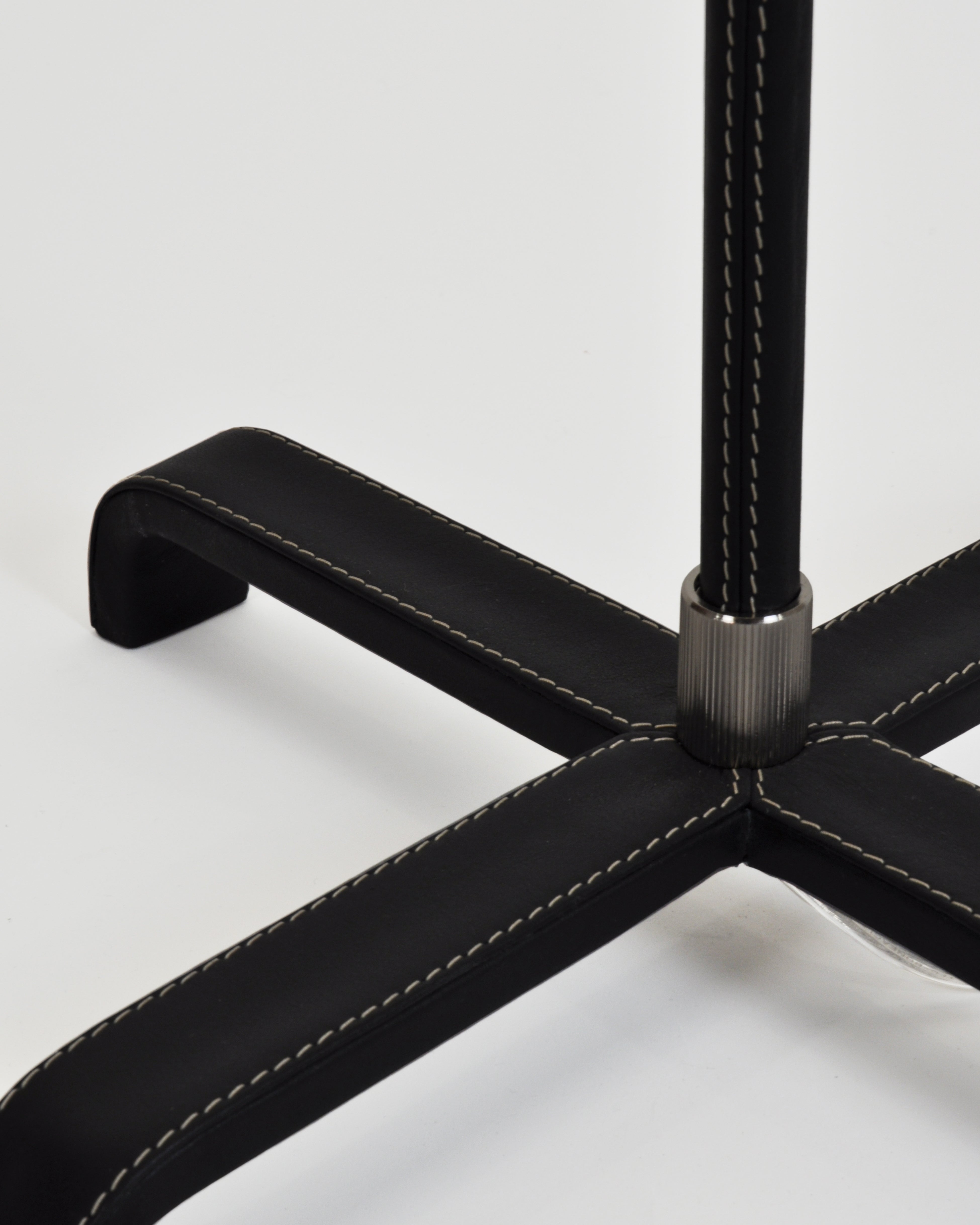 Polished Nickle and Black Leather