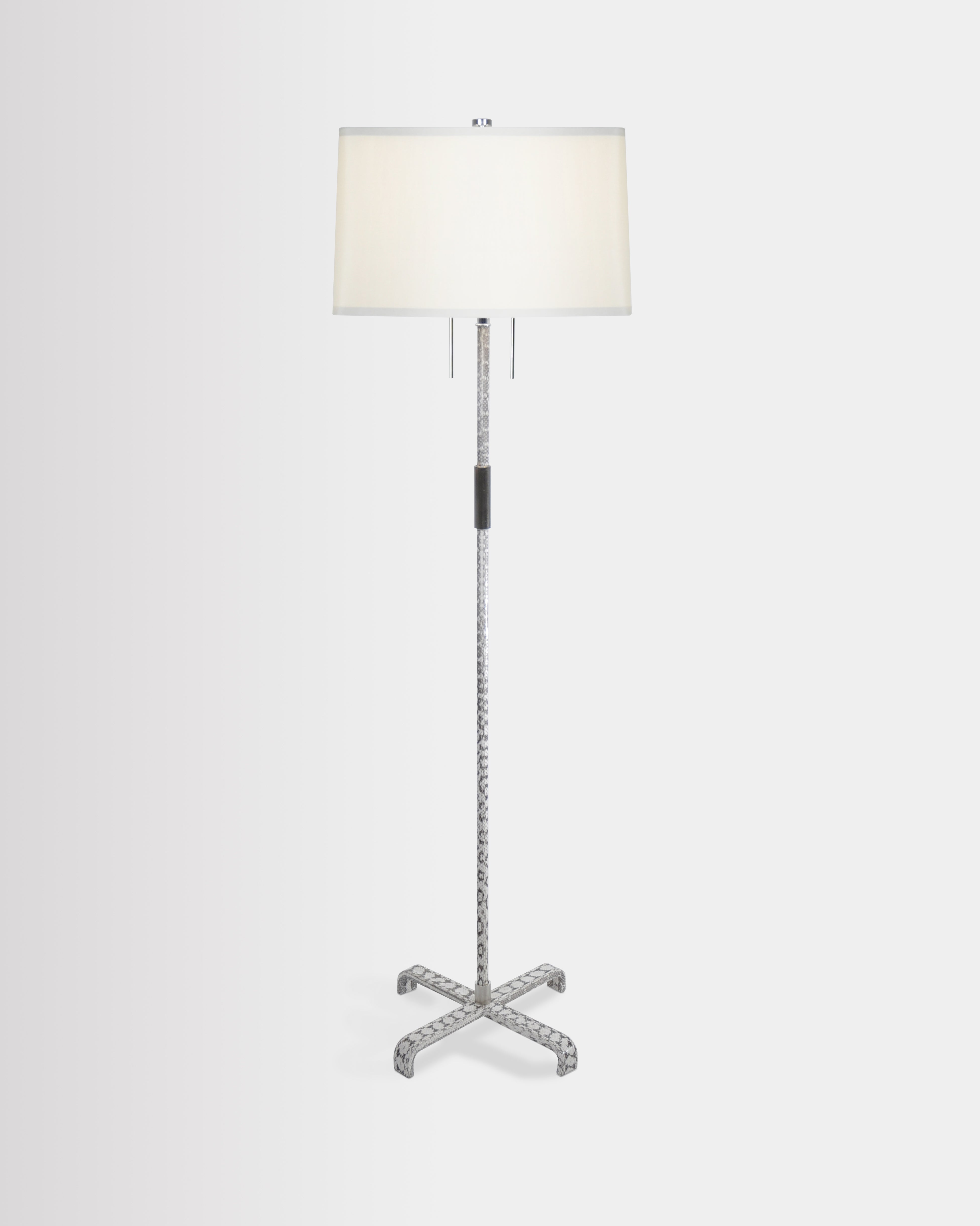 Polished Nickle and Snake with Bright White Silk Pongee