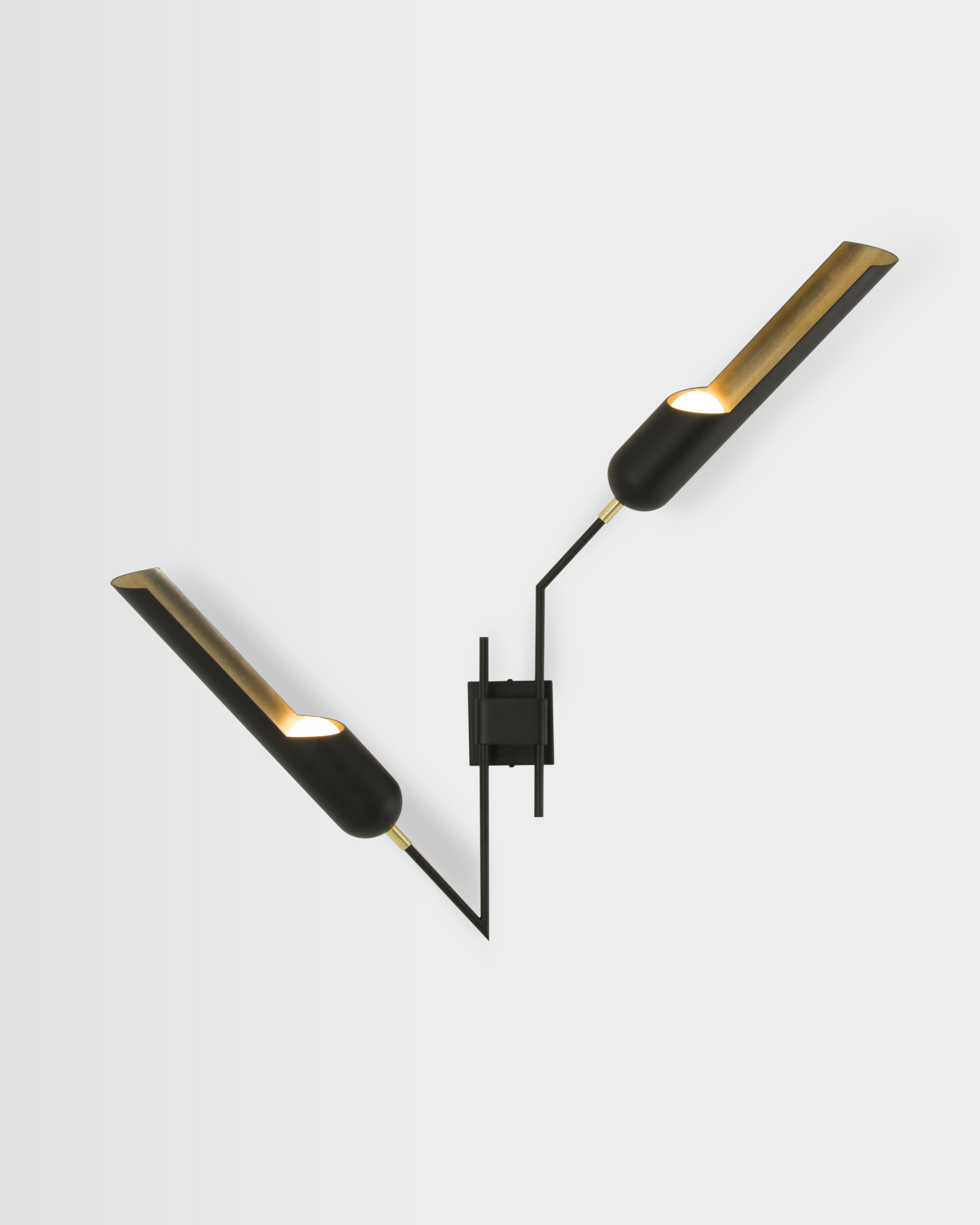 Matte Black Powder Coat with Dutch Gold Shade Interiors and Brushed Brass Accents