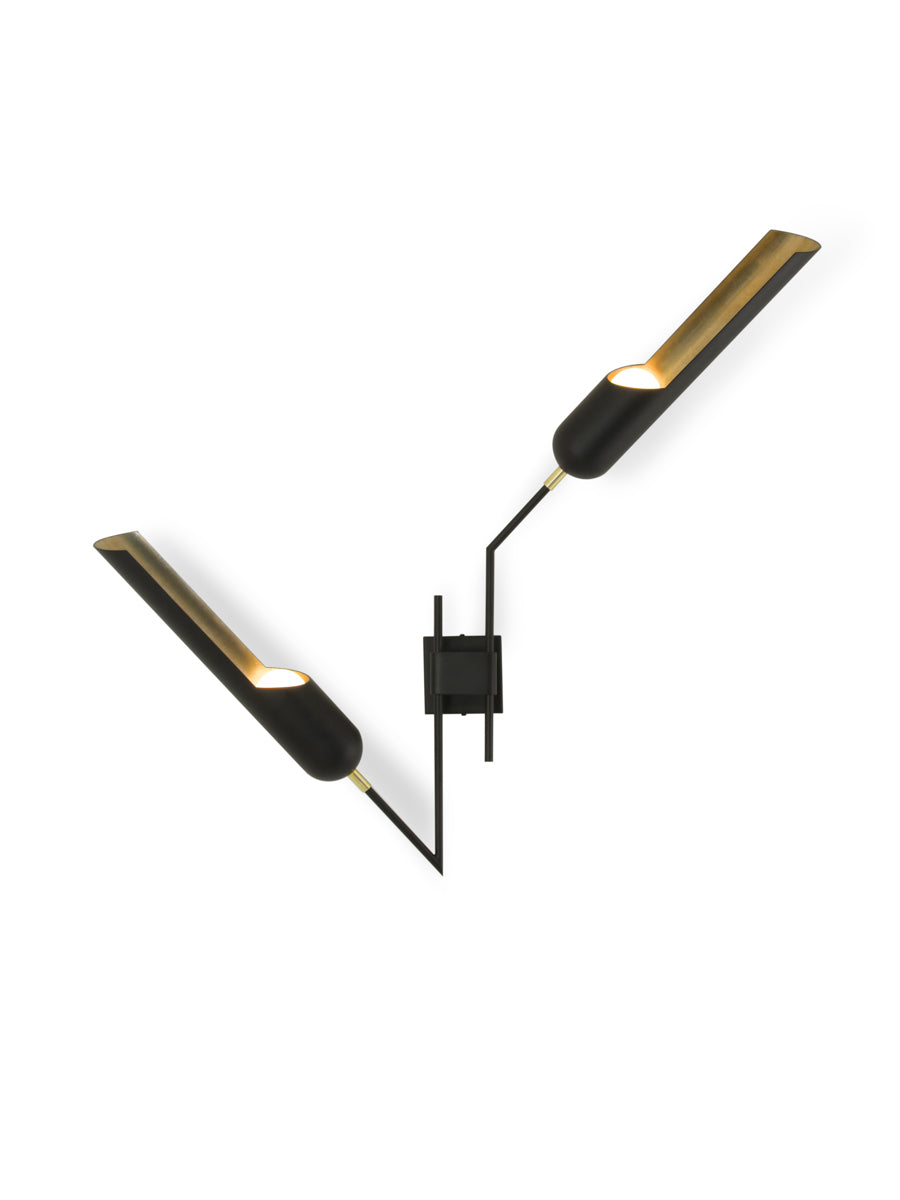 Matte Black Powder Coat with Dutch Gold Shade Interiors and Brushed Brass Accents