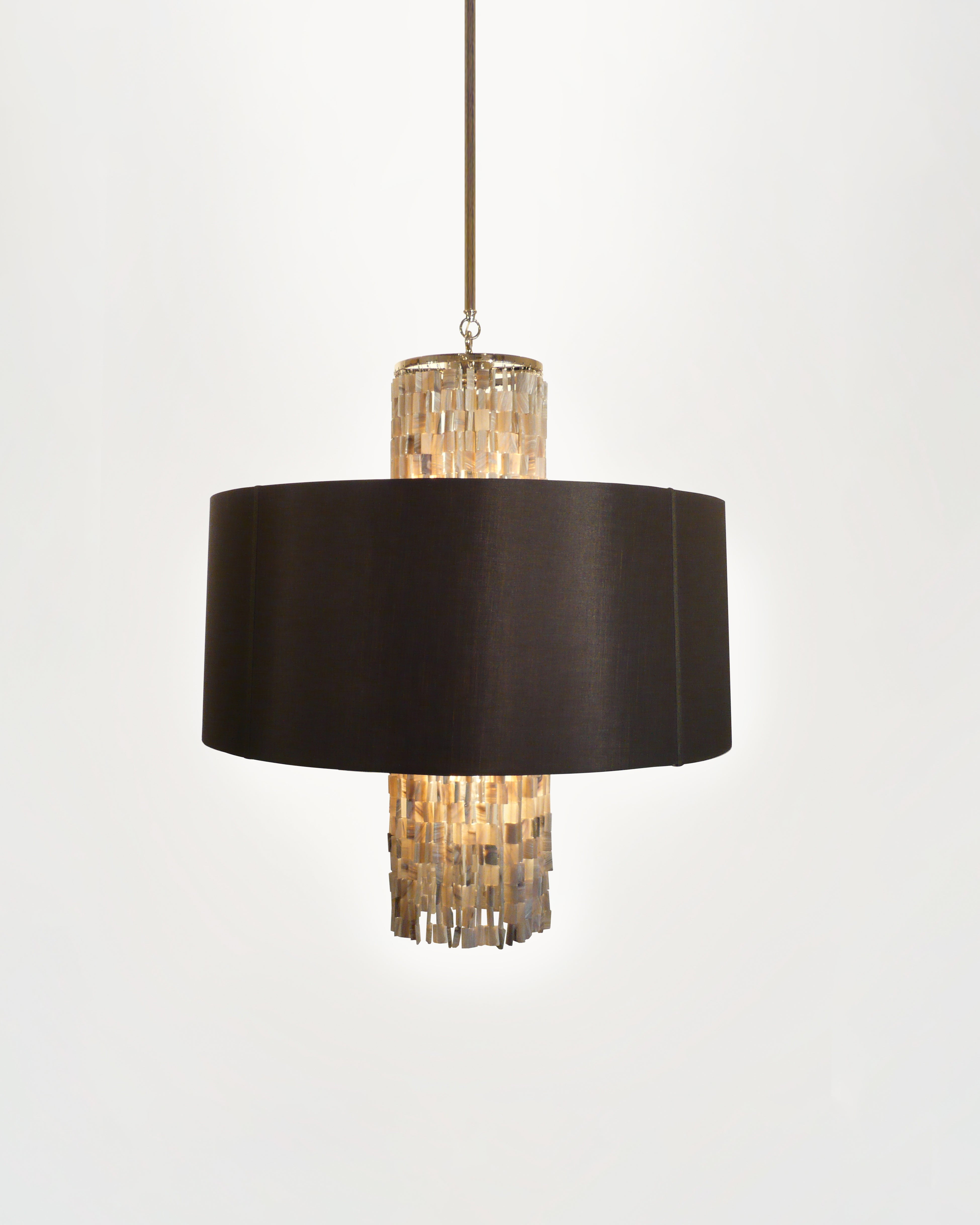 Satin Nickel with Striped Agate and Black Silk Pongee