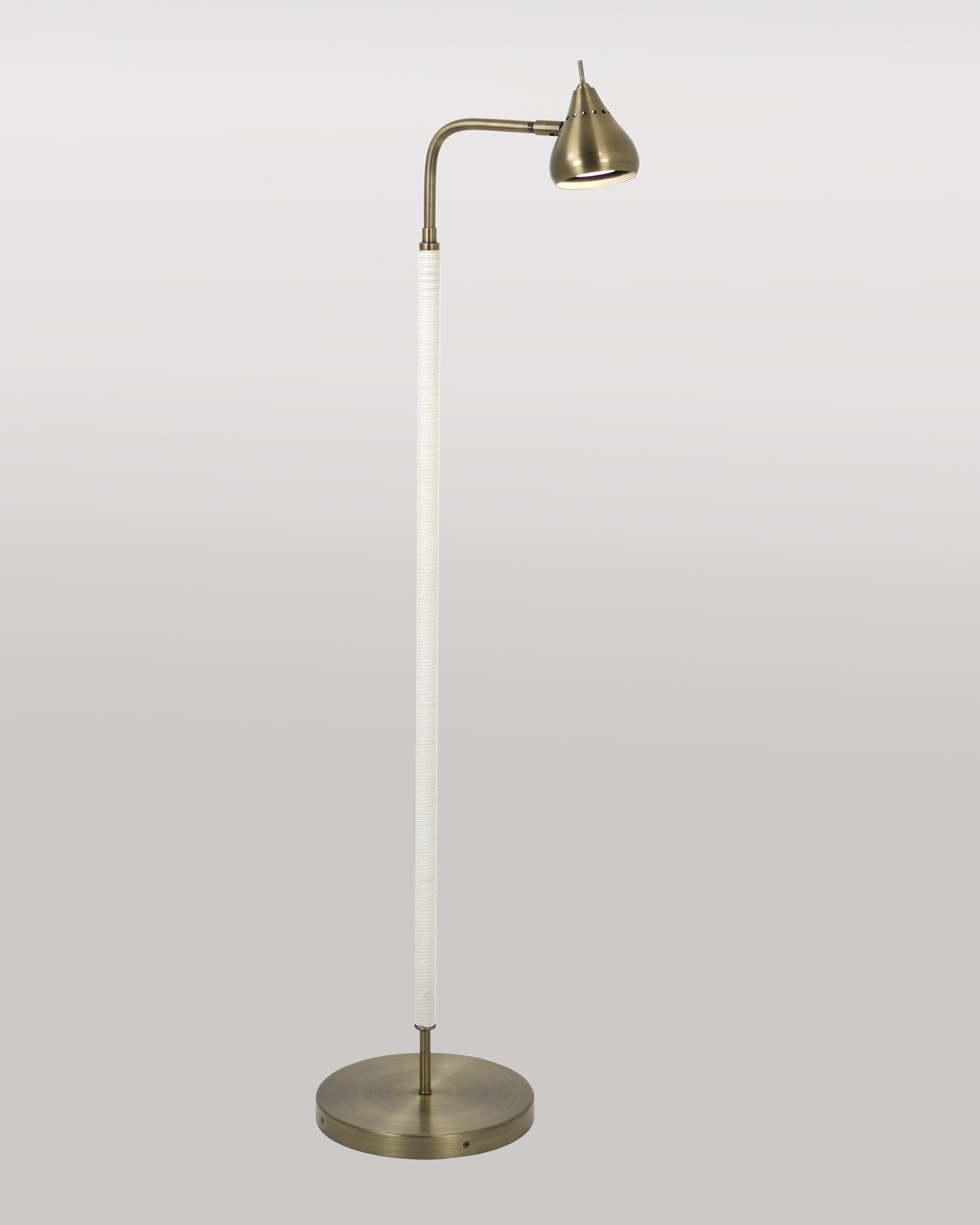 Light Antique Brass with White Leather Wrap