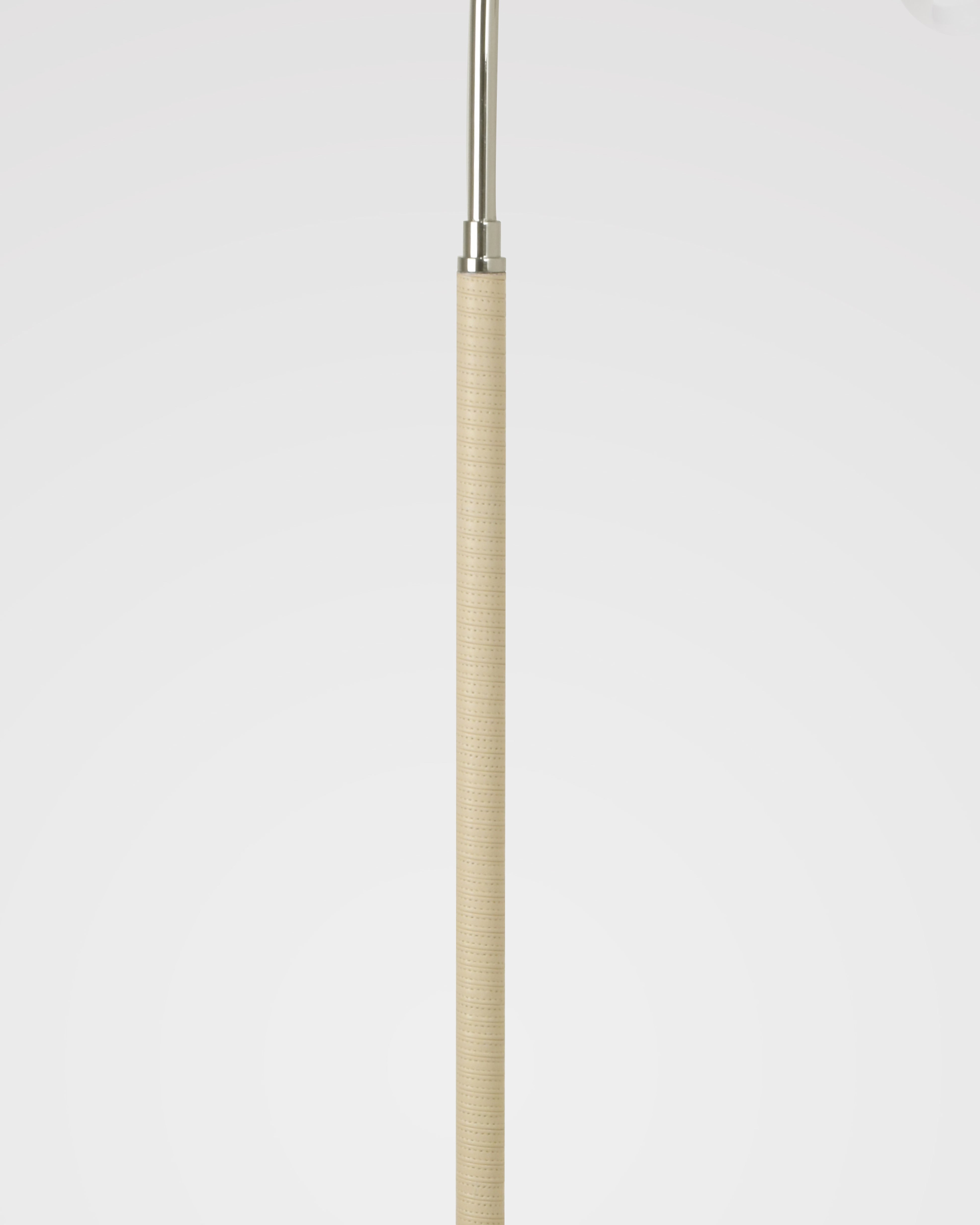 Polished Nickel with Cream Leather Wrap