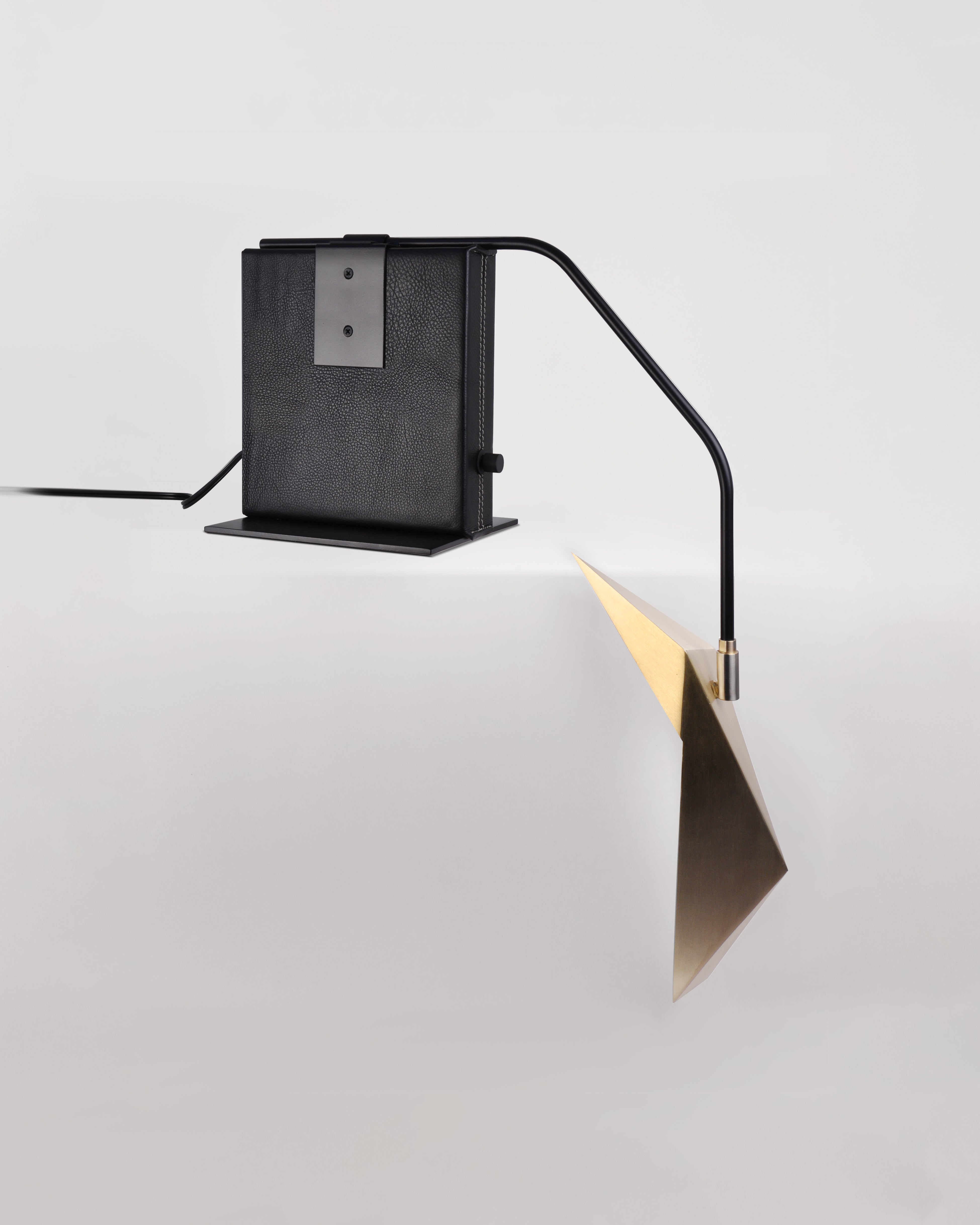 Black Leather with Black Powder Coat and Brushed Brass