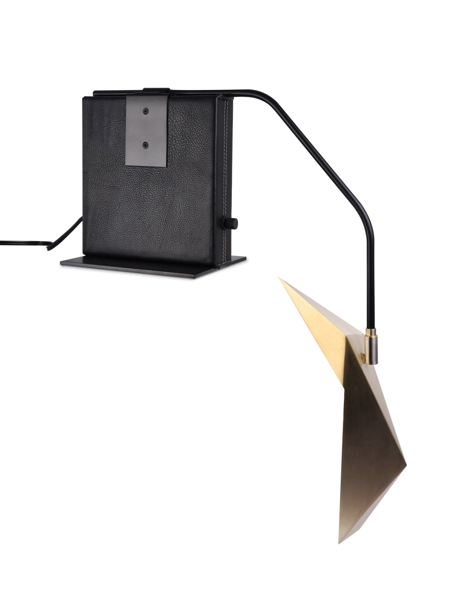 Black Leather with Black Powder Coat and Brushed Brass