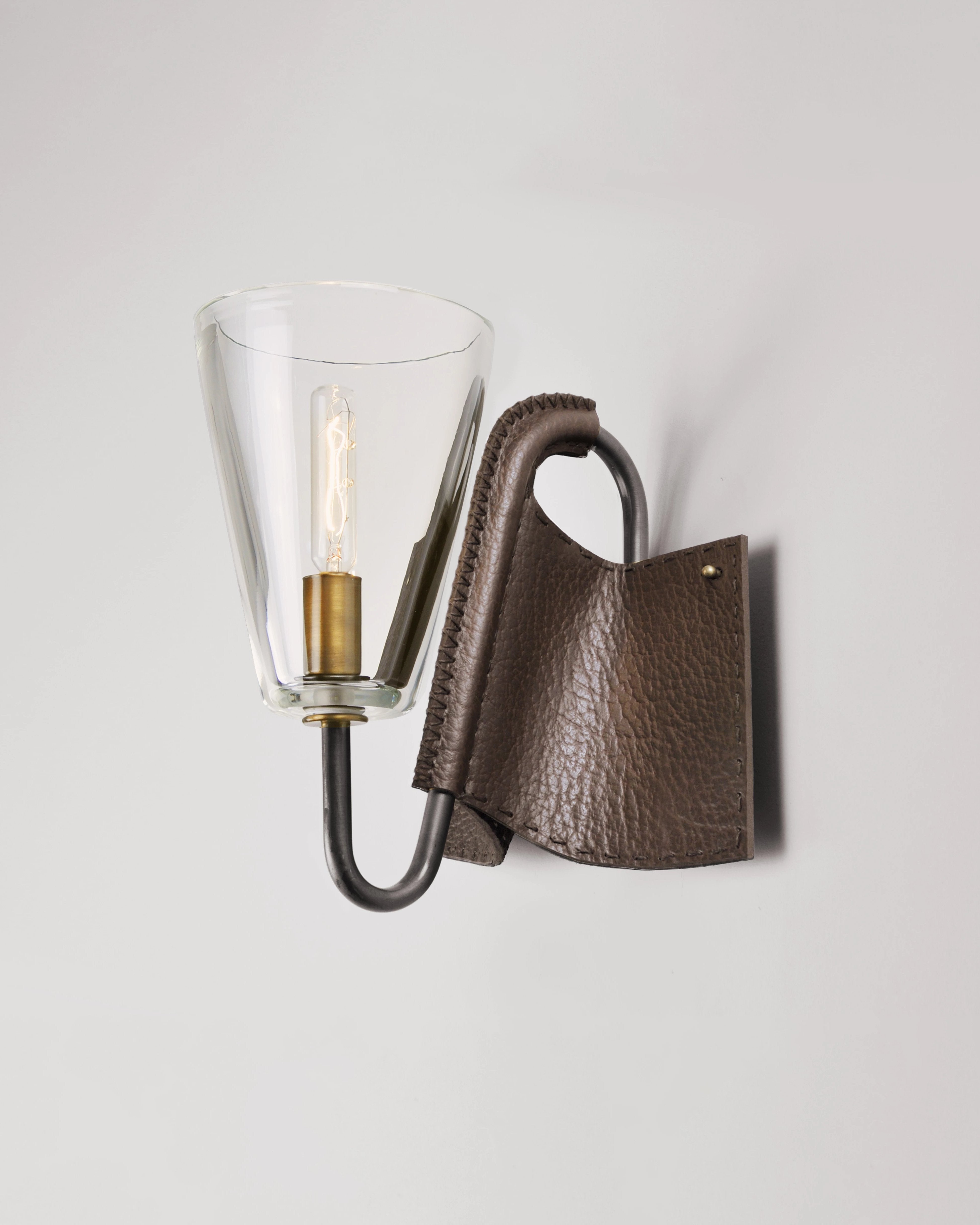 Light Antique Brass and Clear Smooth with Brown Buffalo Grain