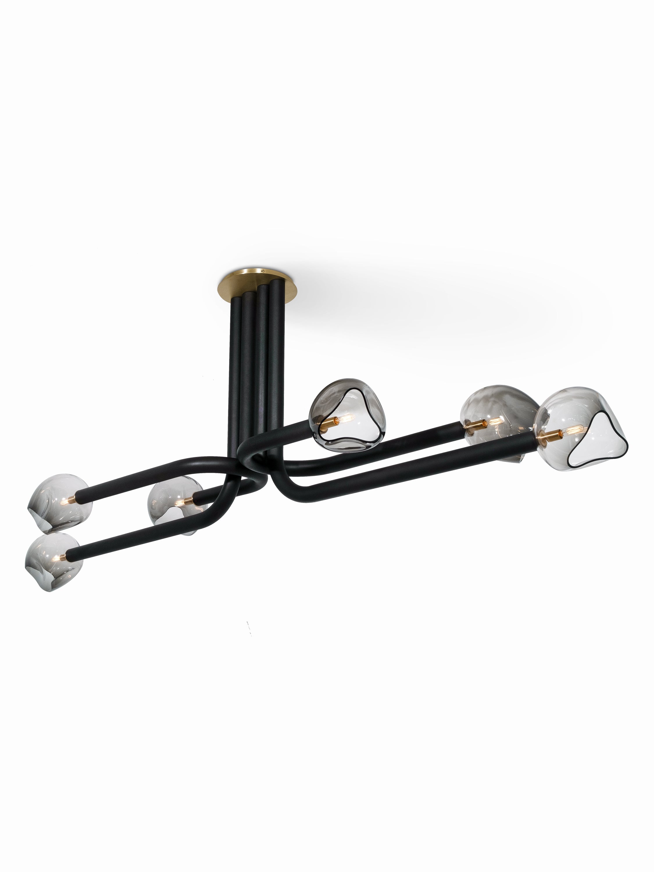Oil Rubbed Bronze w/ Brushed Brass Canopy and Smoke/Amber Glass shade