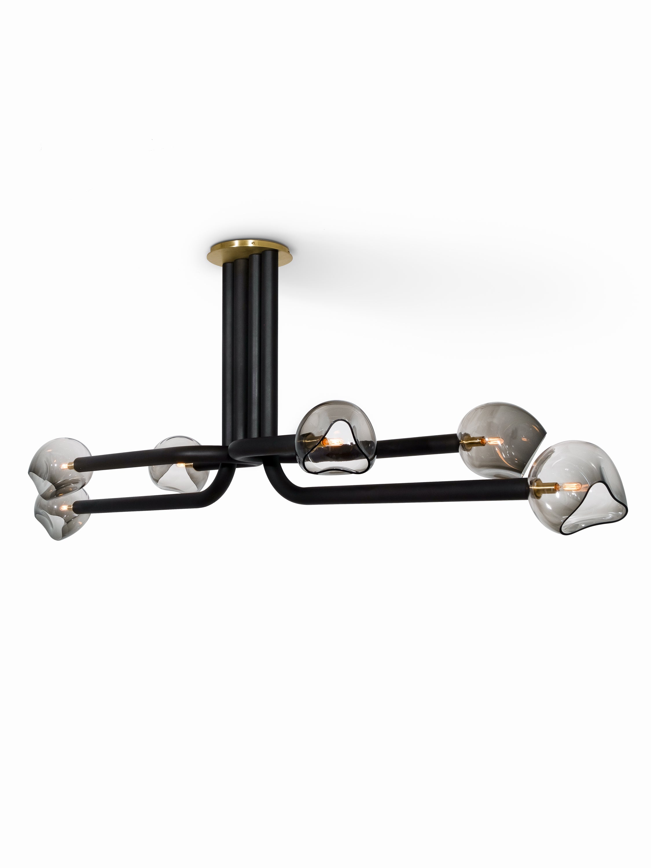 Oil Rubbed Bronze w/ Brushed Brass Canopy and Smoke/Amber Glass shade