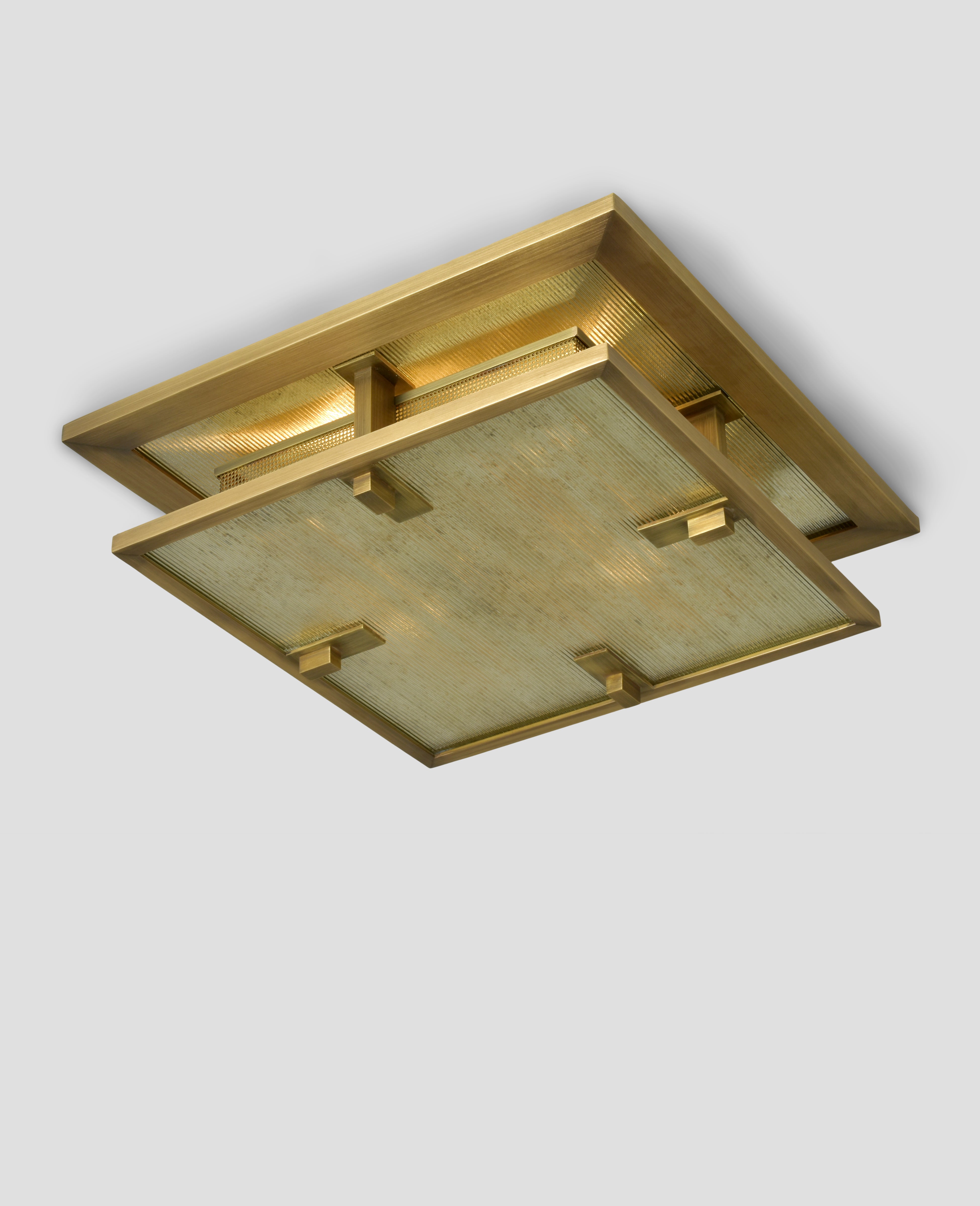 Brushed Brass w/ Antique Ribbed Mirror