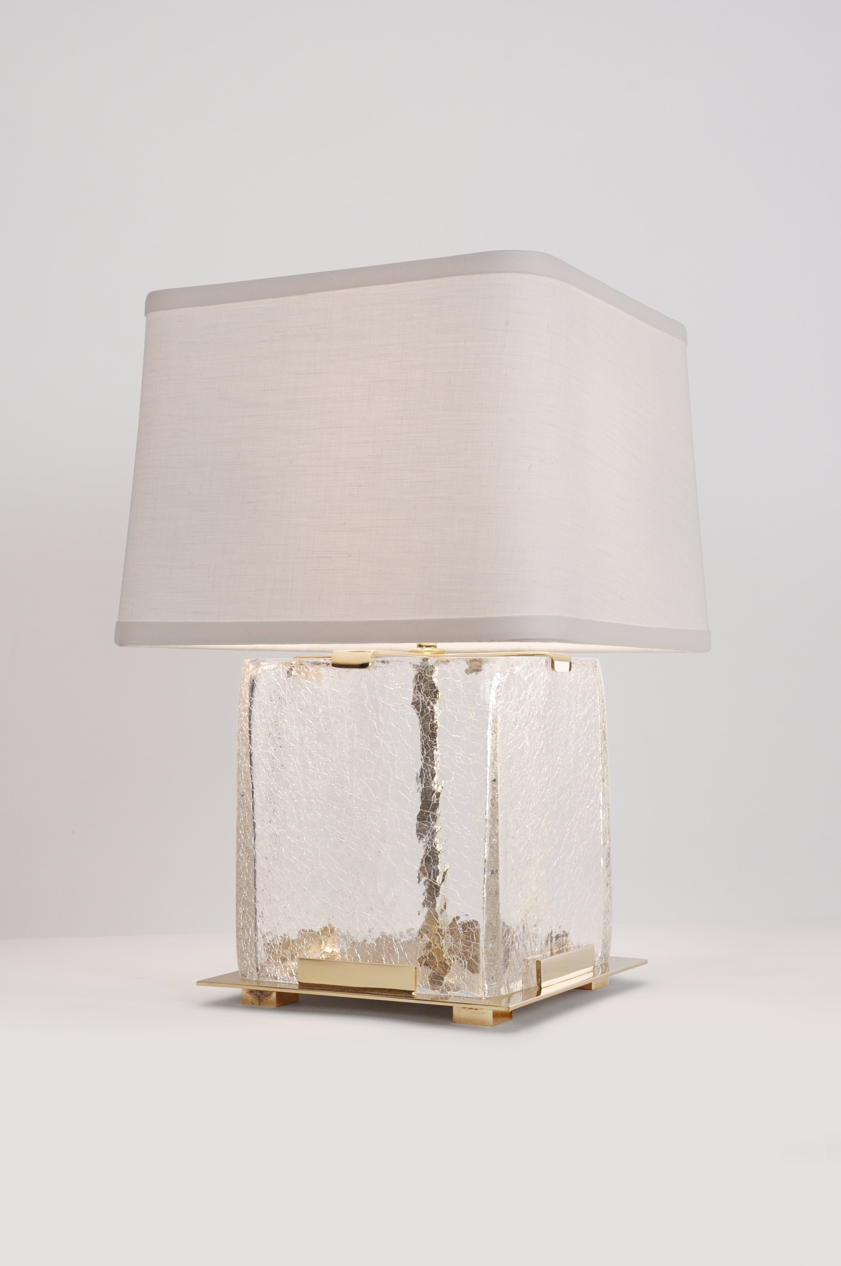 Polished Brass with Clear Crackled Glass