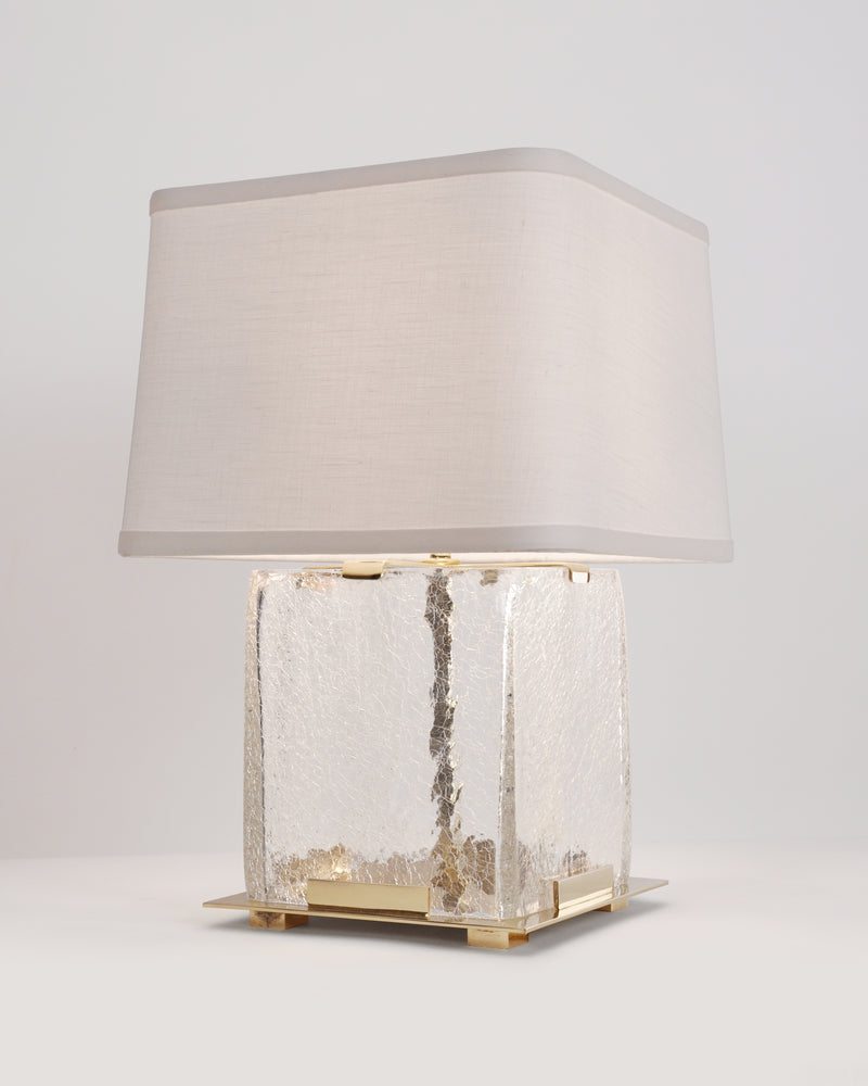 Polished Brass with Clear Crackled Glass