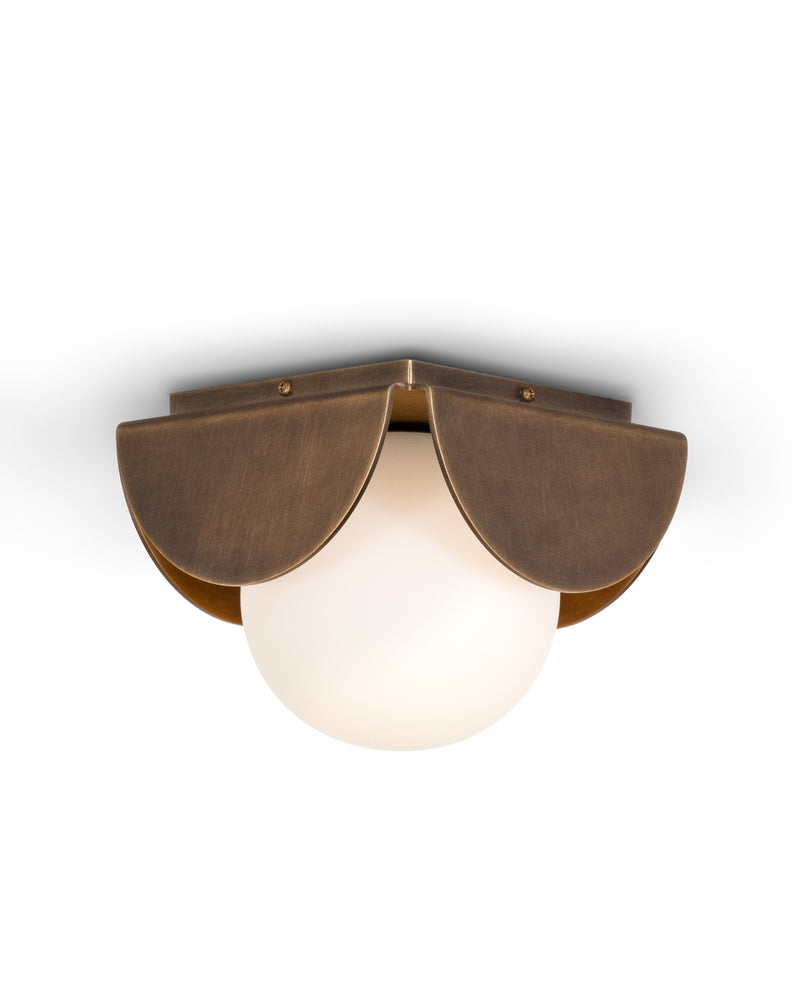 Burnished Brass with Opal Glass shade