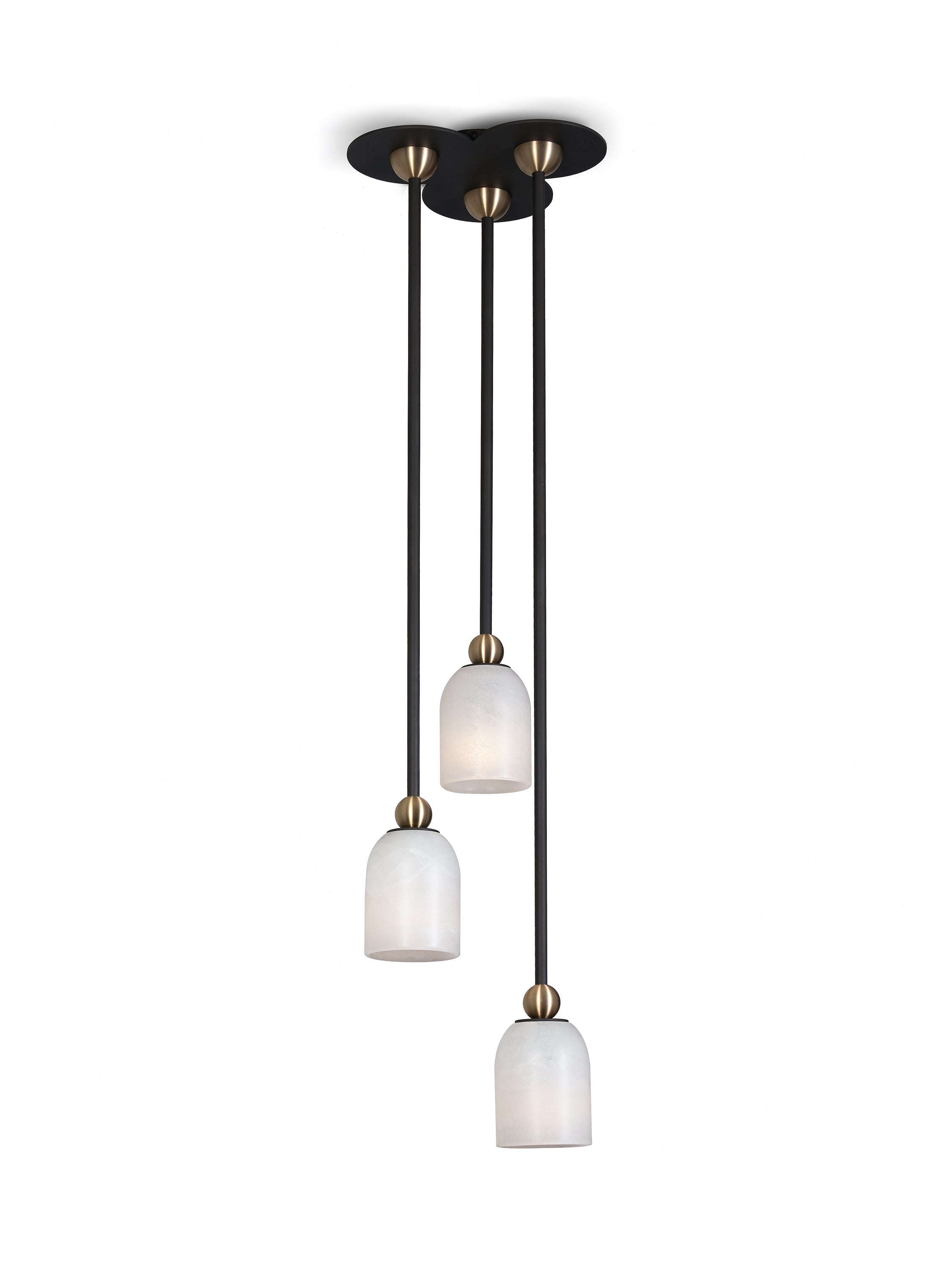 Dark Antique Brass with Brushed Brass accents and Alabaster Shade