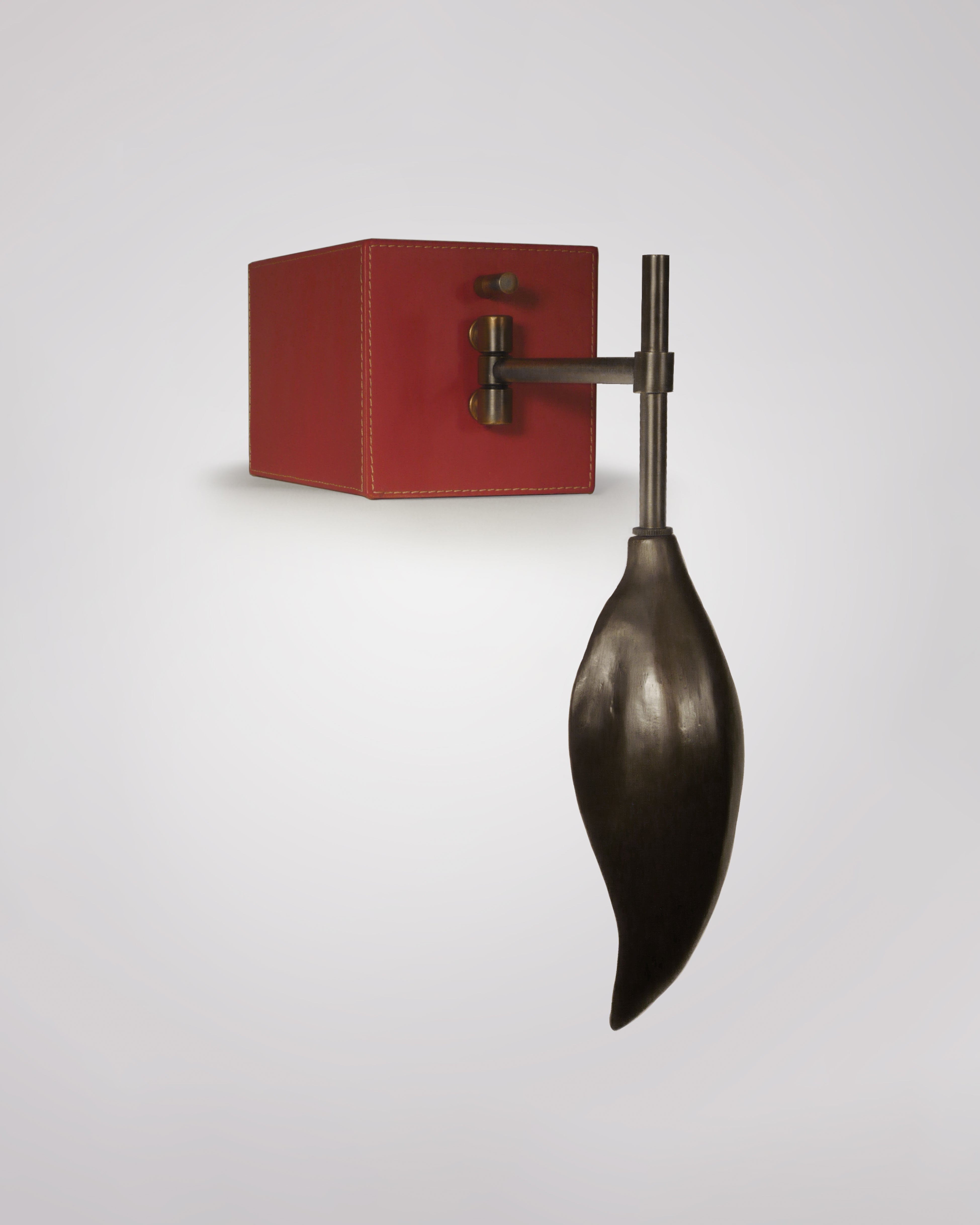 CUSTOM: Red Leather with Dark Antique Brass, Classic Bronze Pods and Dutch Gold Interior