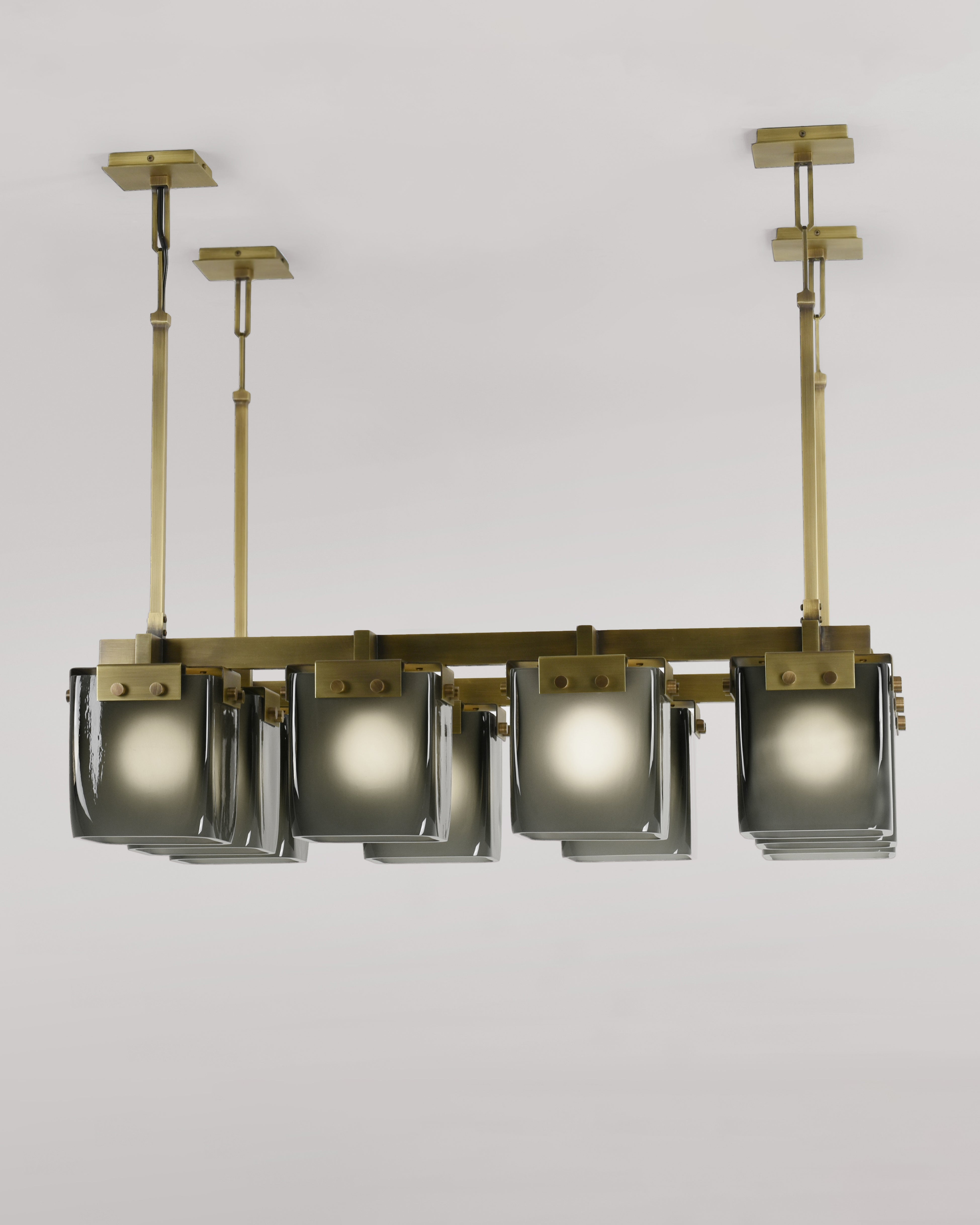Light Antique Brass with Smoke Frosted 