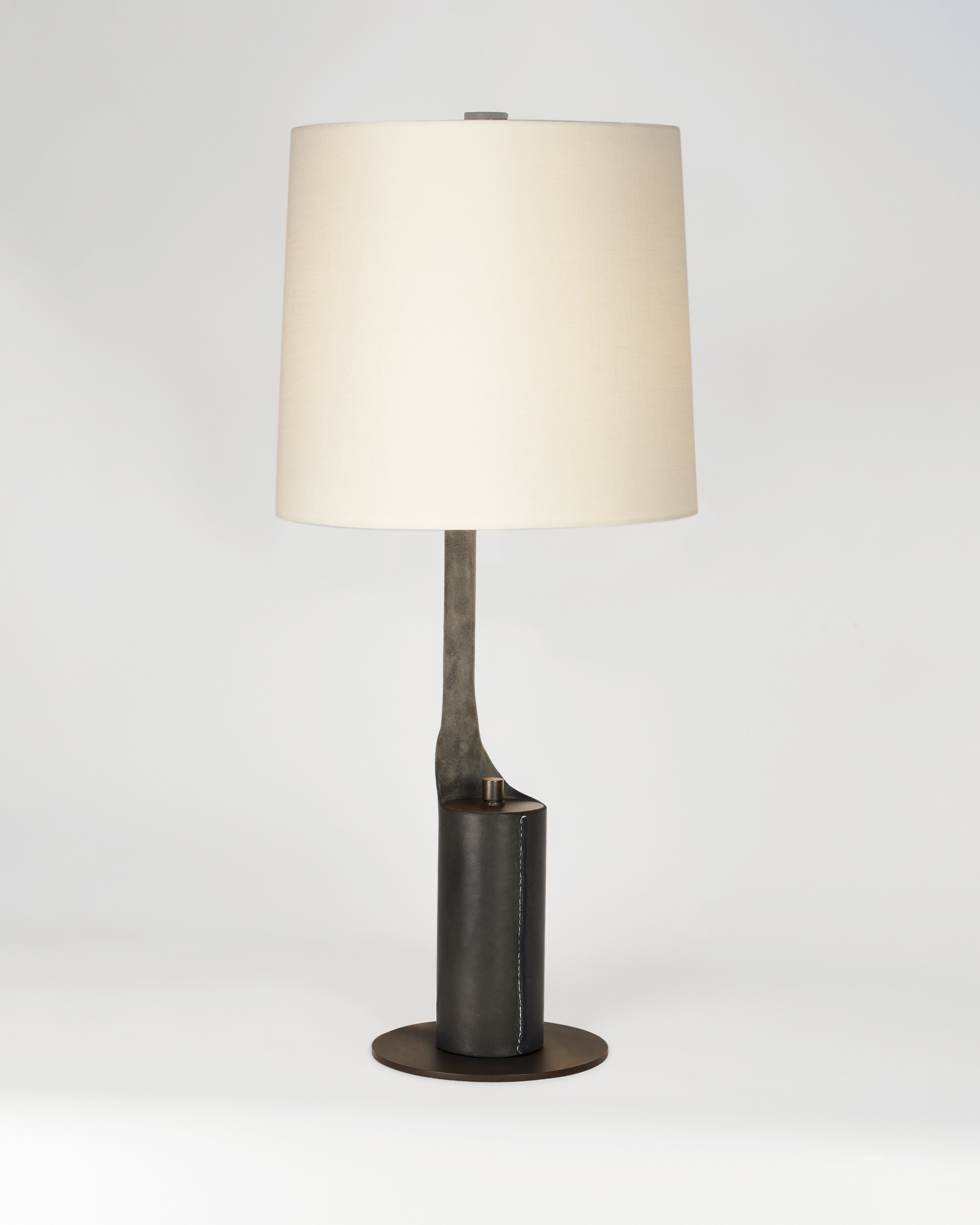 Casimer Table Lamp Brown Leather