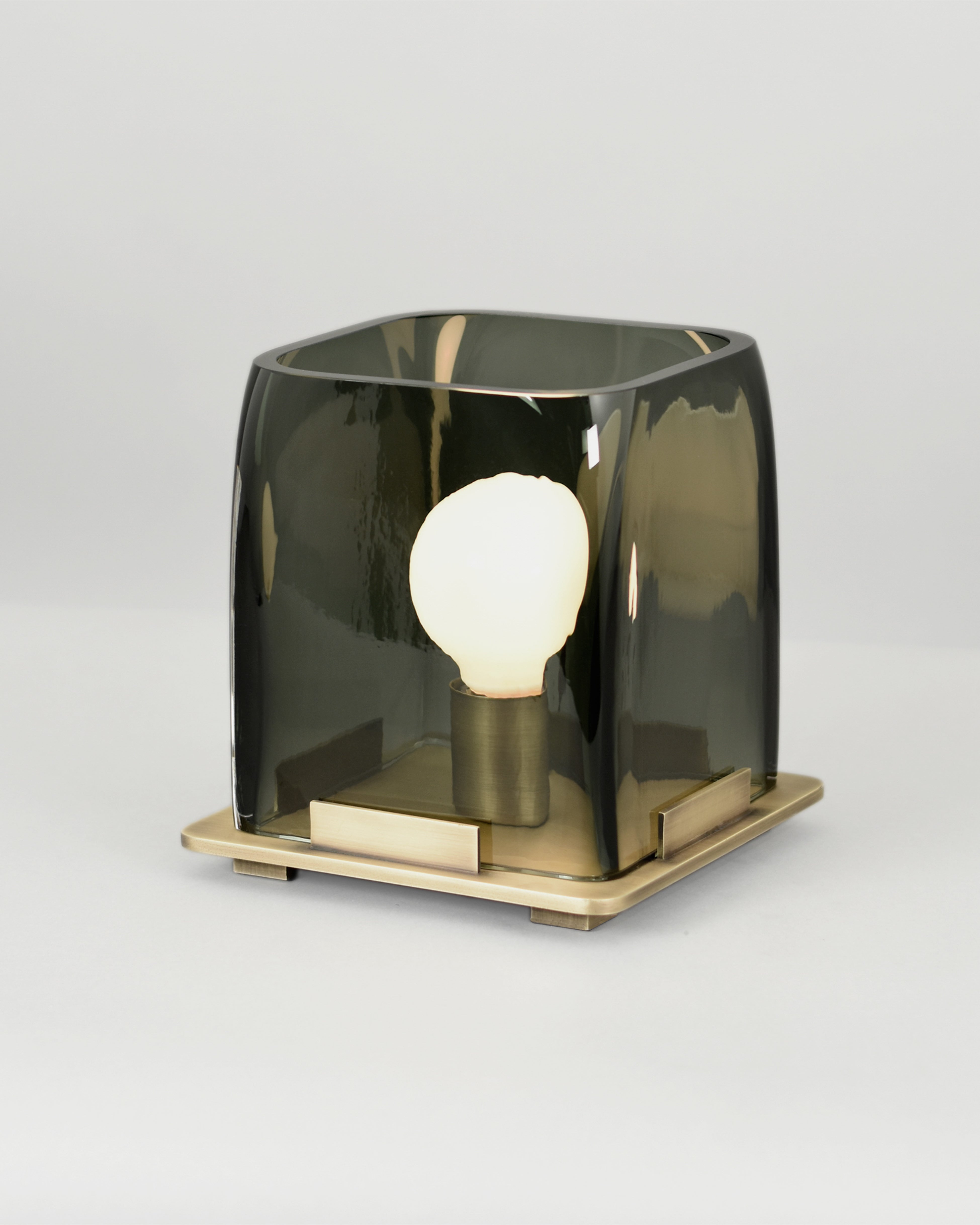 Light Antique Brass with Smoke Smooth Glass