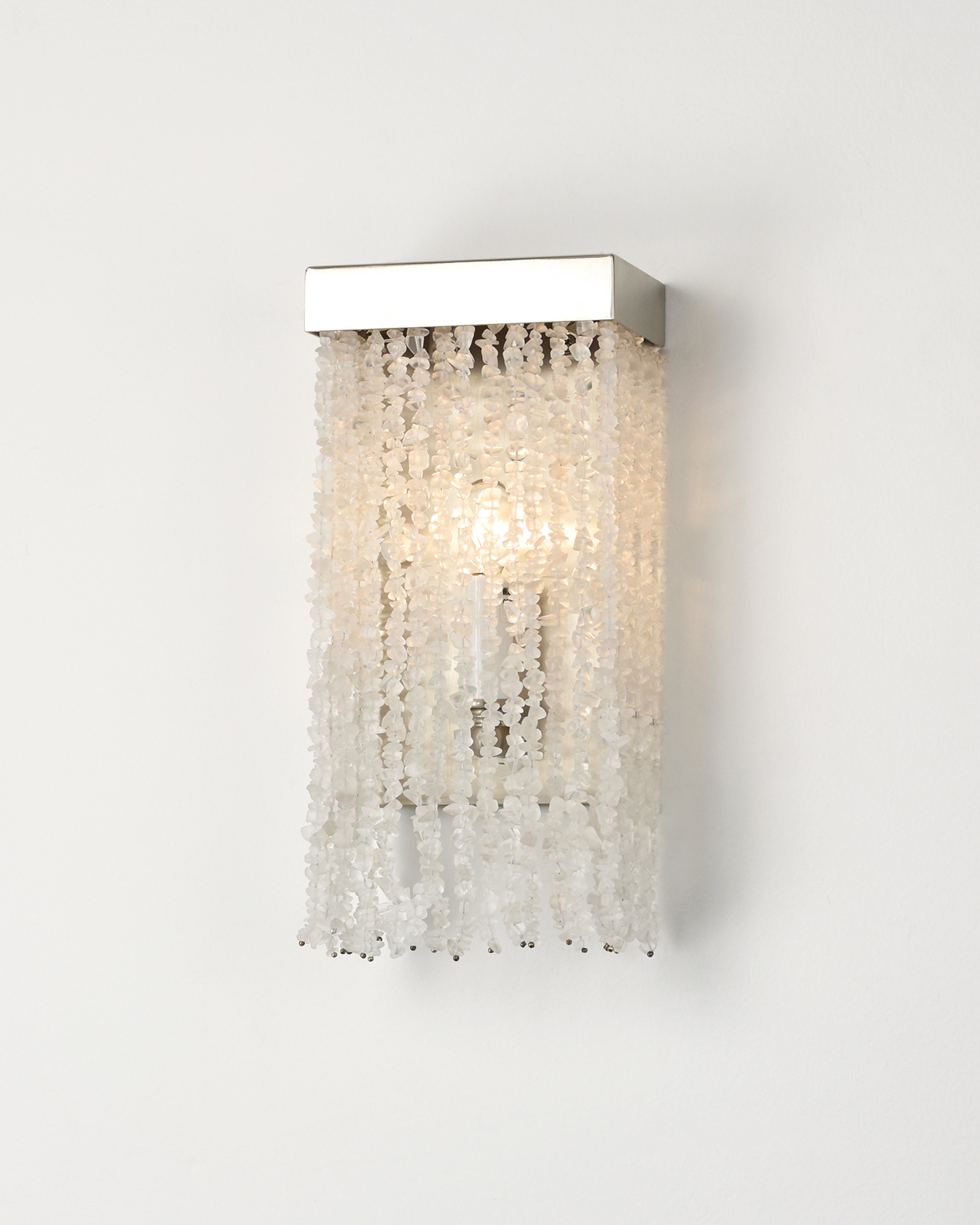 10 Inch Sconce in Satin Nickel with Frosted Rock Crystal Chips