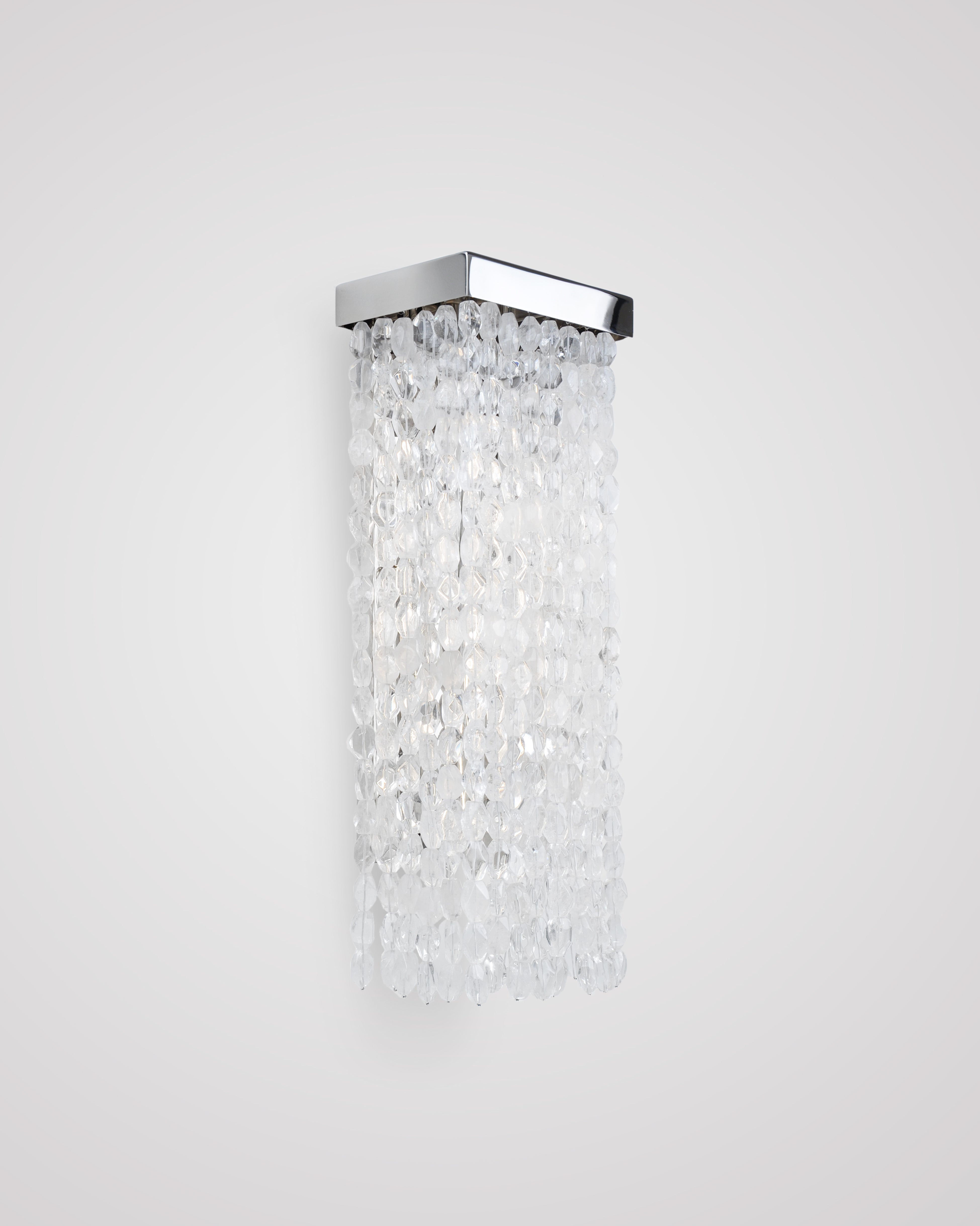 17 Inch Sconce in Polished Nickel with Large Clear Rock Crystal