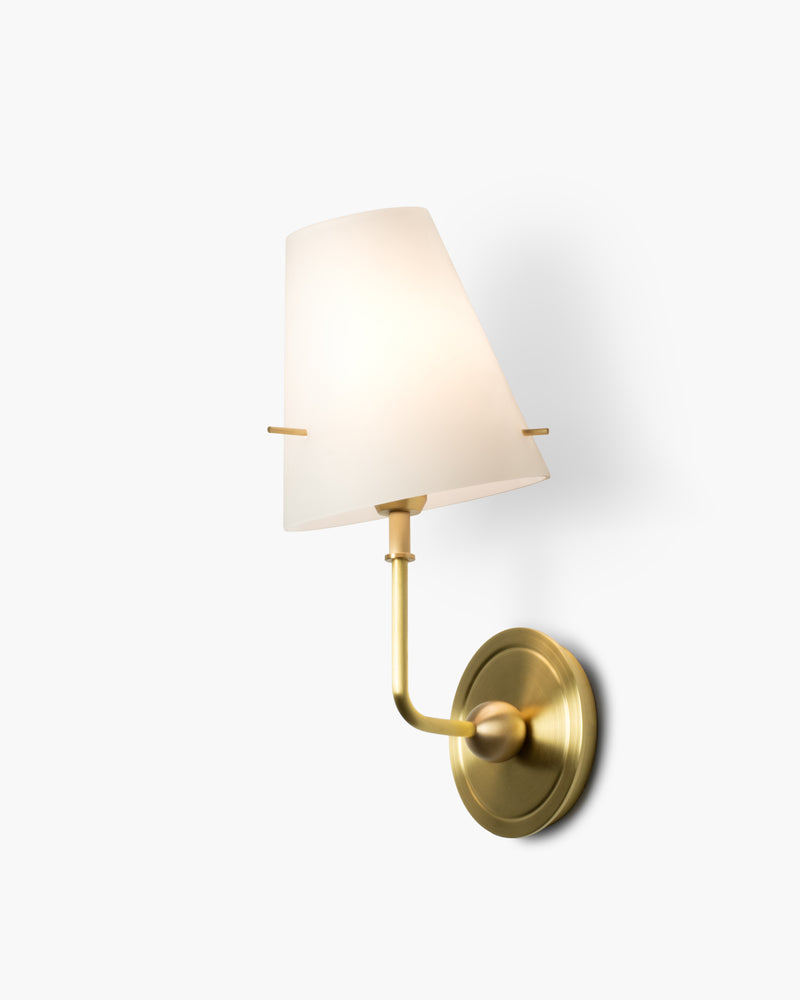Brushed Brass with hand blown White Glass Shade