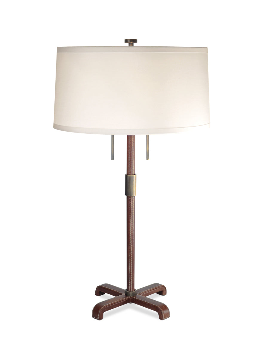 Light Antique Brass with Brown Leather and White Silk Pongee