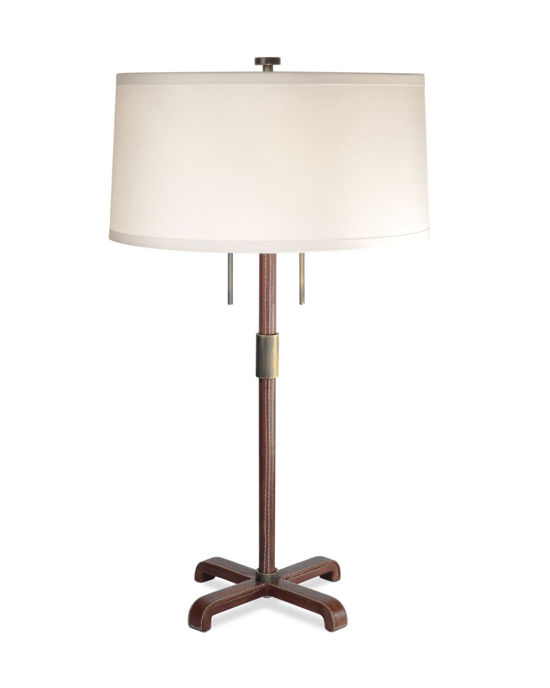 Light Antique Brass with Brown Leather and White Silk Pongee