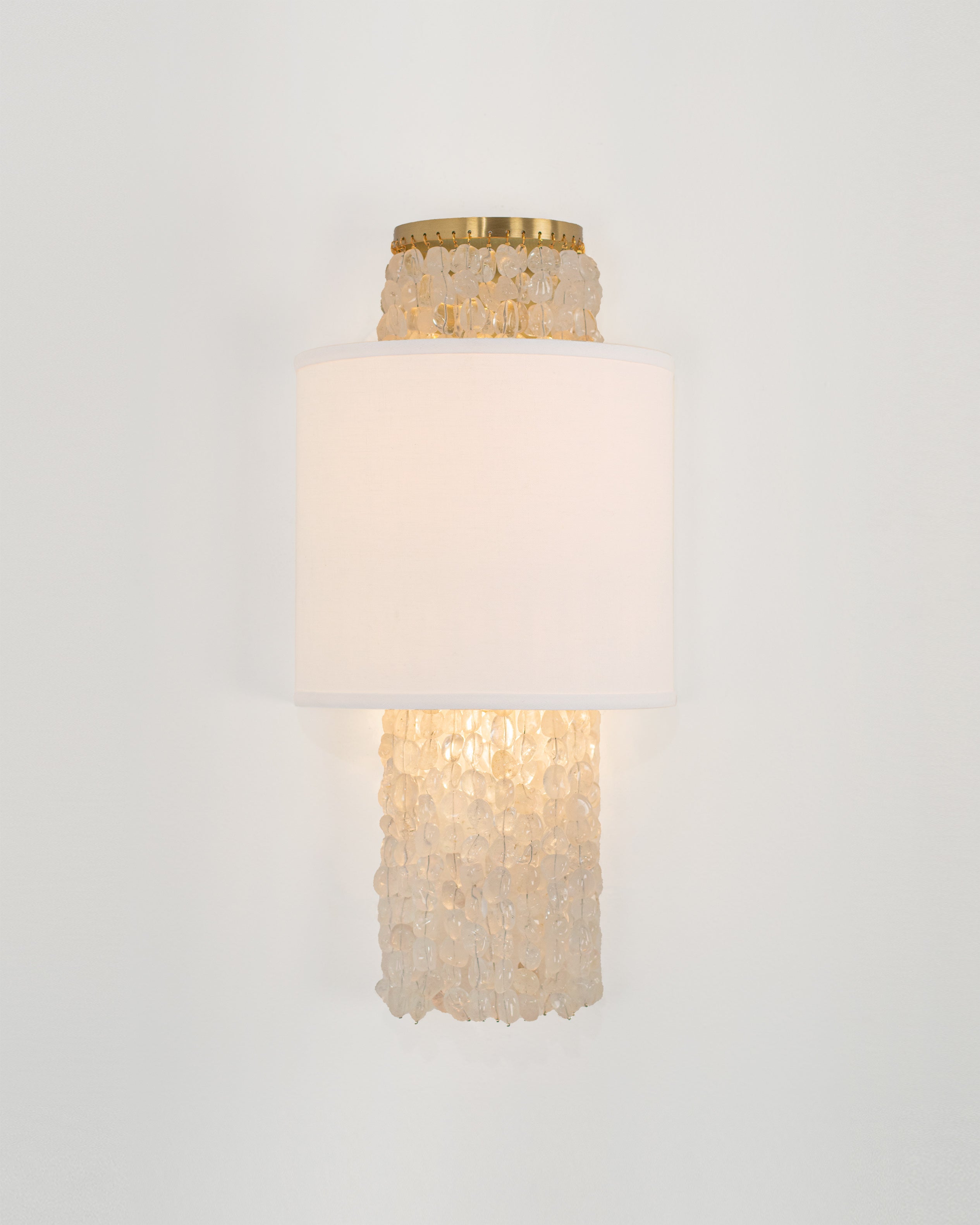 Small Rock Crystal and White Linen with Brushed Brass