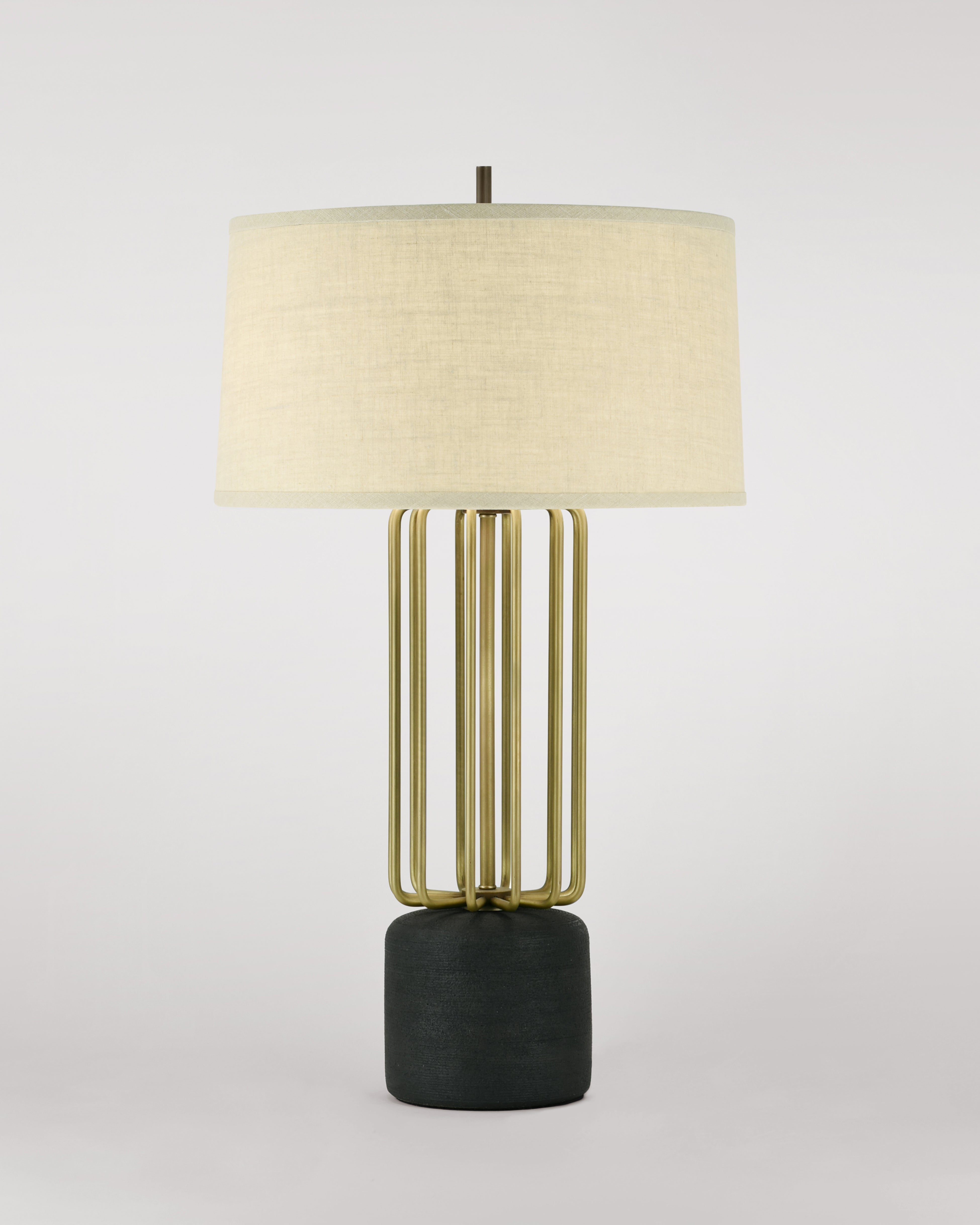 Light Antique Brass with Carbon and Cream Linen