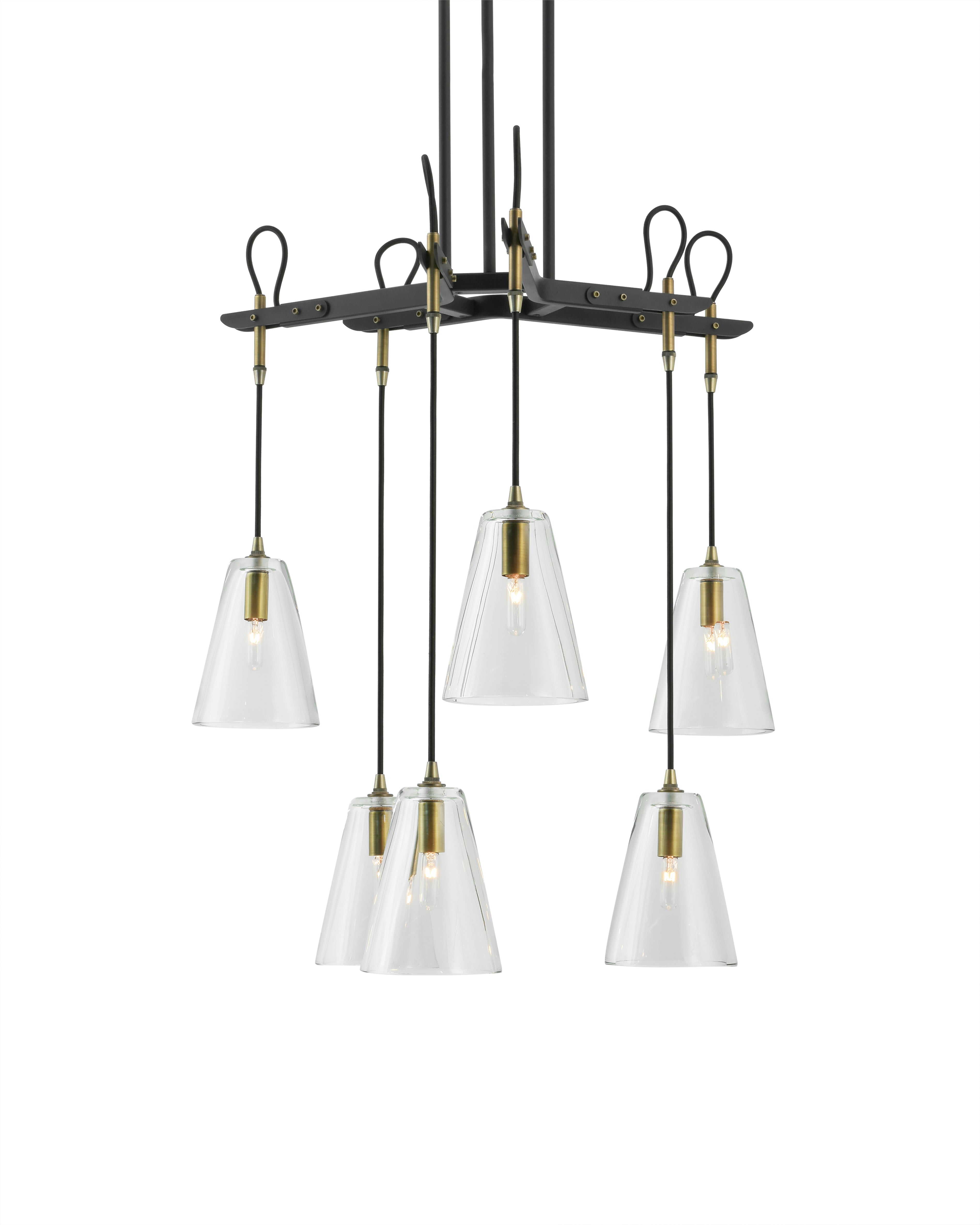 Patinated Steel with Light Antique Brass accents and Clear Glass
