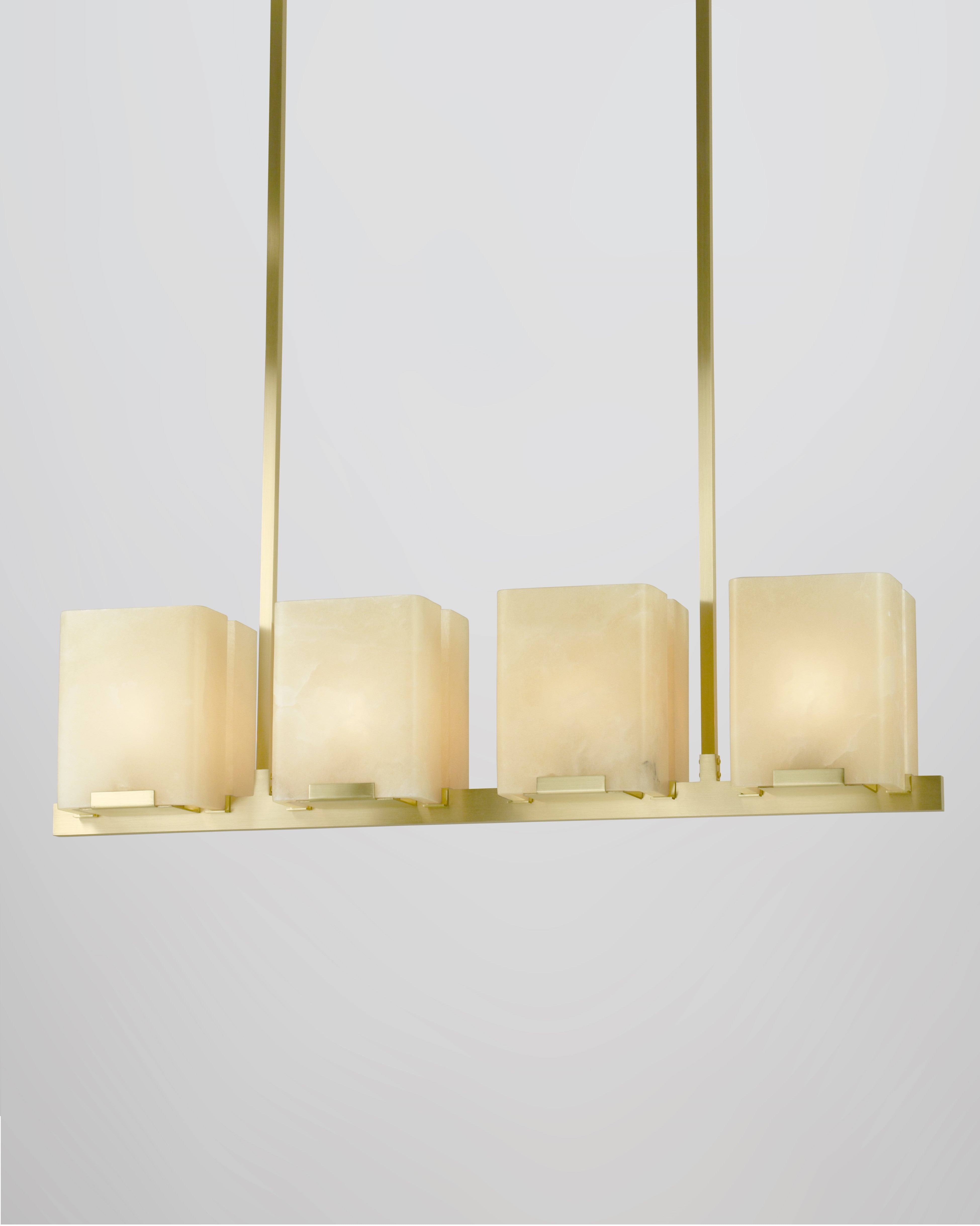 8 Light in Brushed Brass with Alabaster